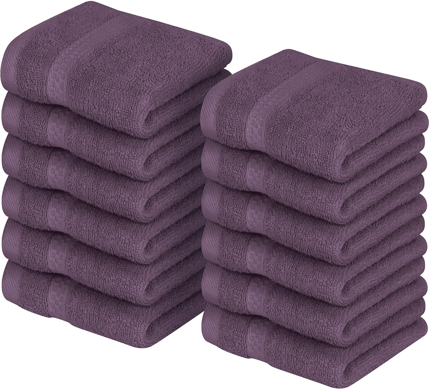 Utopia Towels 12 Pack Premium Wash Cloths Set, 12 by 12 Inches, 100% Cotton Ring Spun, Highly Absorbent and Soft Feel Essential Washcloths for Bathroom, Spa, Gym, and Face, Plum