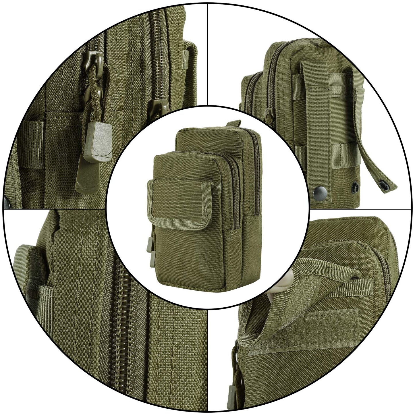 FRTKK 2 Pack Molle Pouches - Tactical Compact Water-Resistant EDC Pouch Small Utility Pouch Bags (Patch Included) (2 Pack-Army Green 2)