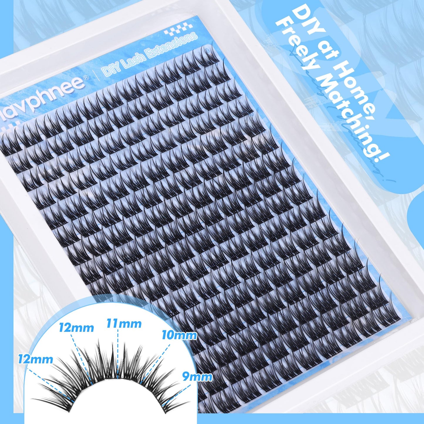Lash Clusters Natural Cluster Eyelash Extensions 168 Pcs Wispy Lash Extensions 9-12MM C Curl Eyelash Clusters DIY Individual Lashes by Mavphnee