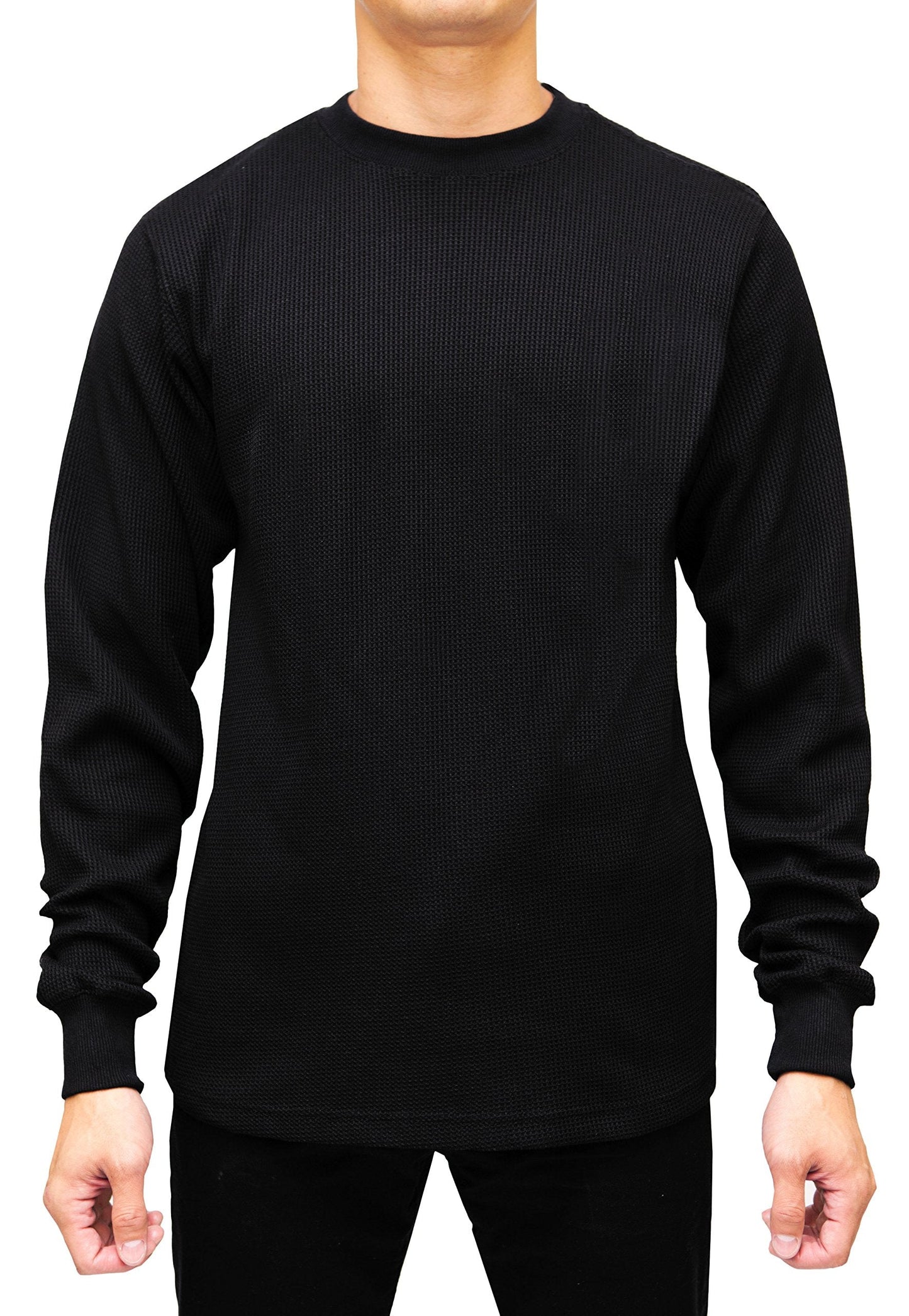 Access Men's Heavyweight Long Sleeve Thermal Crew Neck Top Black 4X