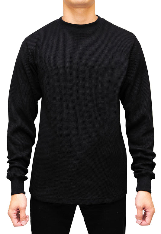 Access Men's Heavyweight Long Sleeve Thermal Crew Neck Top Black 4X