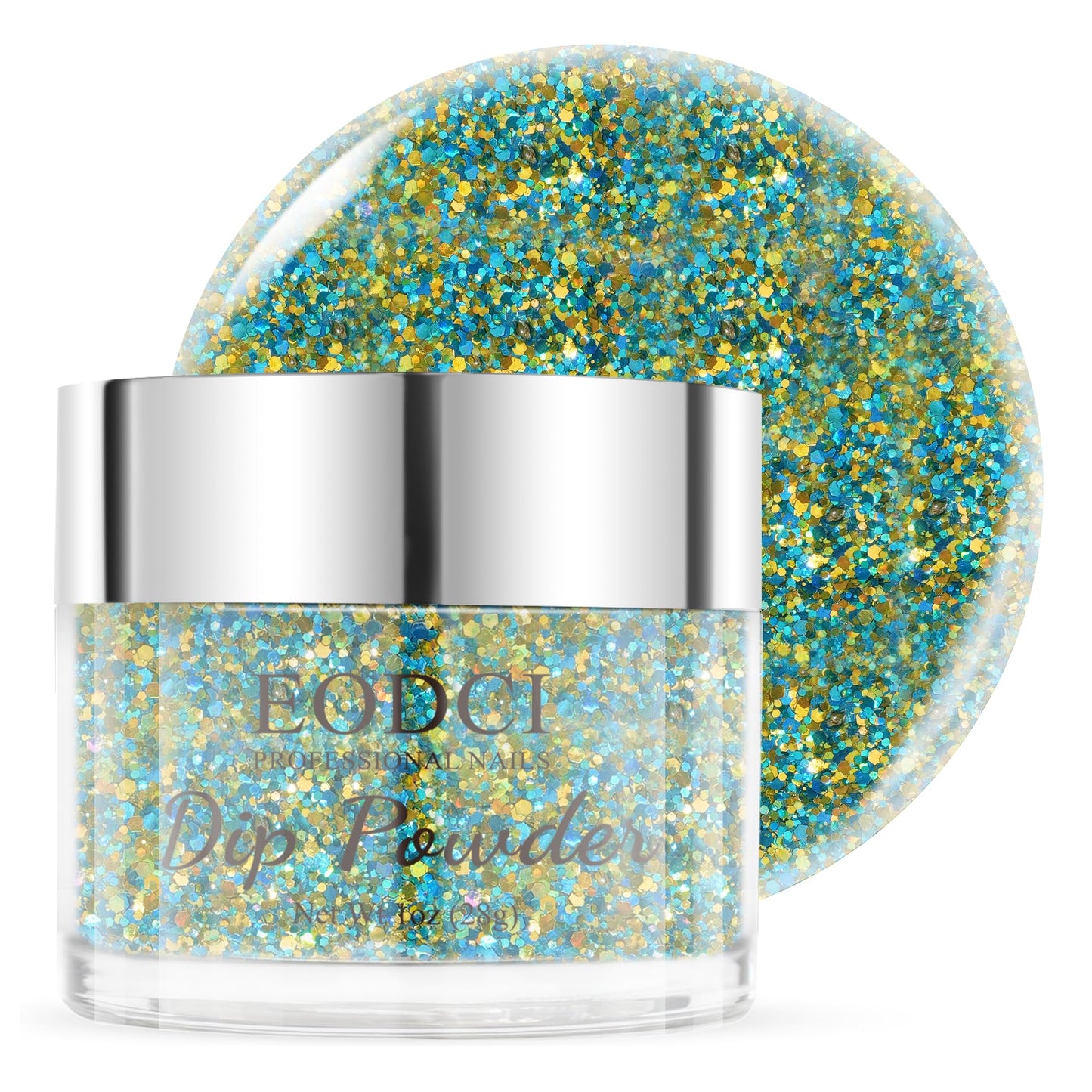 EODCI Dopamine Glitter Green Dip Powder Nail Color, Dip Powder Nail 1 Oz Nail Dipping Powder French Nail Art for Starter Manicure Salon DIY at Home, Fall Winter Dip Powder Colors Long Lasting