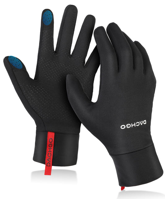 Dachgo Lightweight Touchscreen Running Gloves, Thermal Gloves Liner Warm Gloves for Cold Weather for Men Women, Perfect for Cycling Running Driving Hiking Walking Sporting (X-Large)