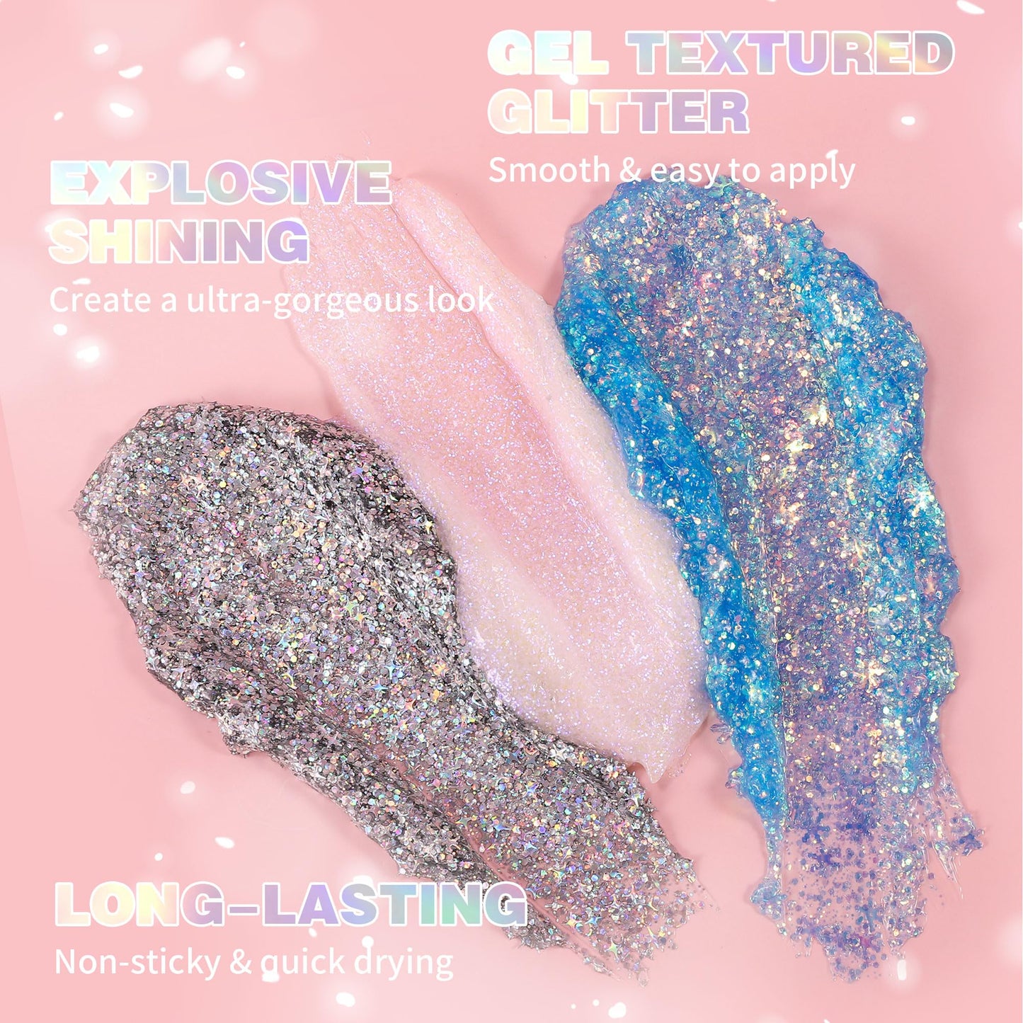 Holographic Body Glitter Gel - Cosmetic-Grade, Color Changing Long-Lasting Glitter for Face, Body, and Hair, Safe and Easy to Use, Perfect for Festivals Parties (Neon Violet)