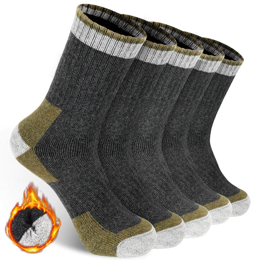 FRESBEIT 5 Pairs Wool Socks Mens Extra Thick Merino Winter Warm Thermal Socks for Men Fashion Crew Mens Socks Size 7-13
