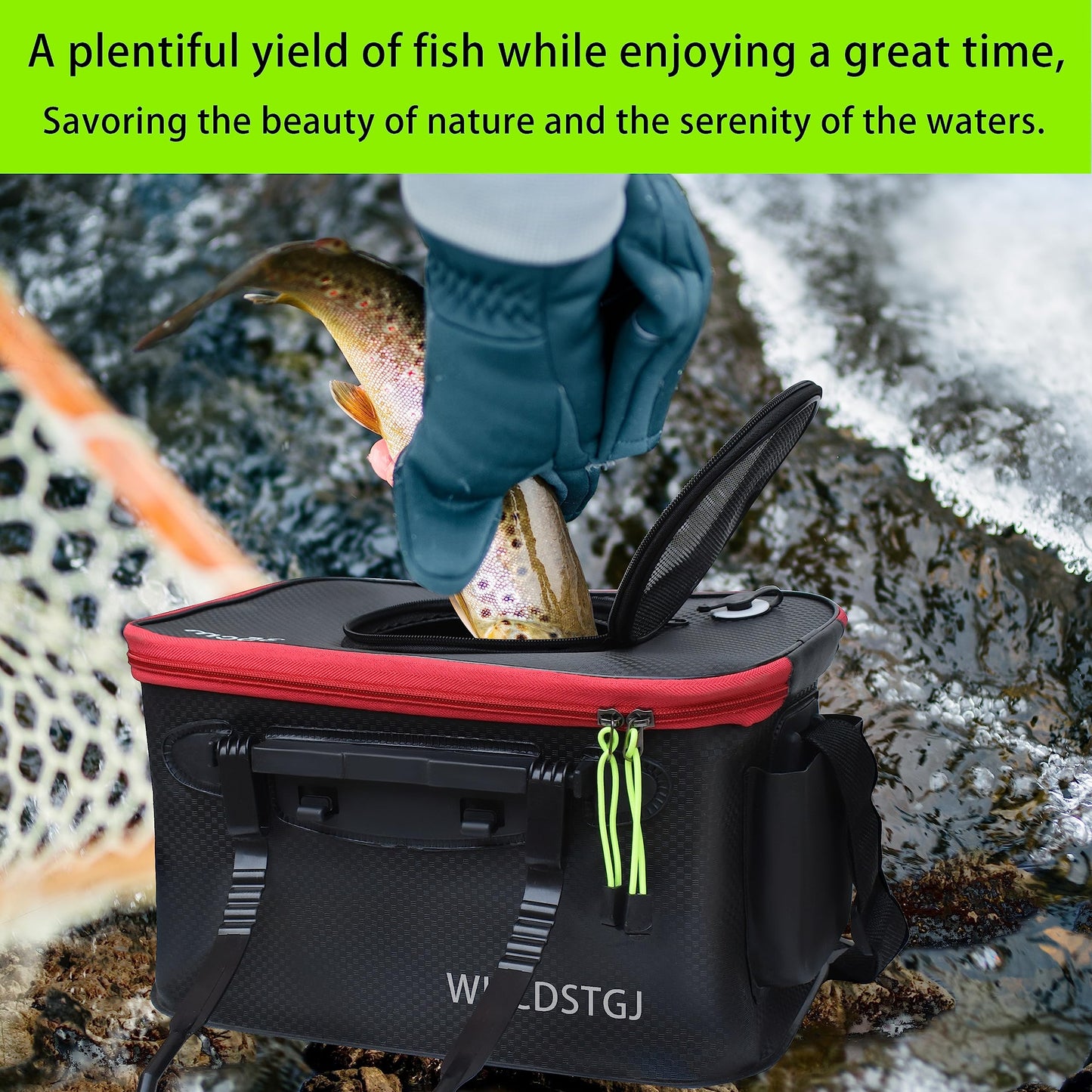 WHCDSTGJ Fishing Bucket, Multifunctional Foldable Portable Fishing Bucket, EVA Fish Bucket are Suitable for Storing Live Fish and Fresh Fish Bait. (size3gallon)