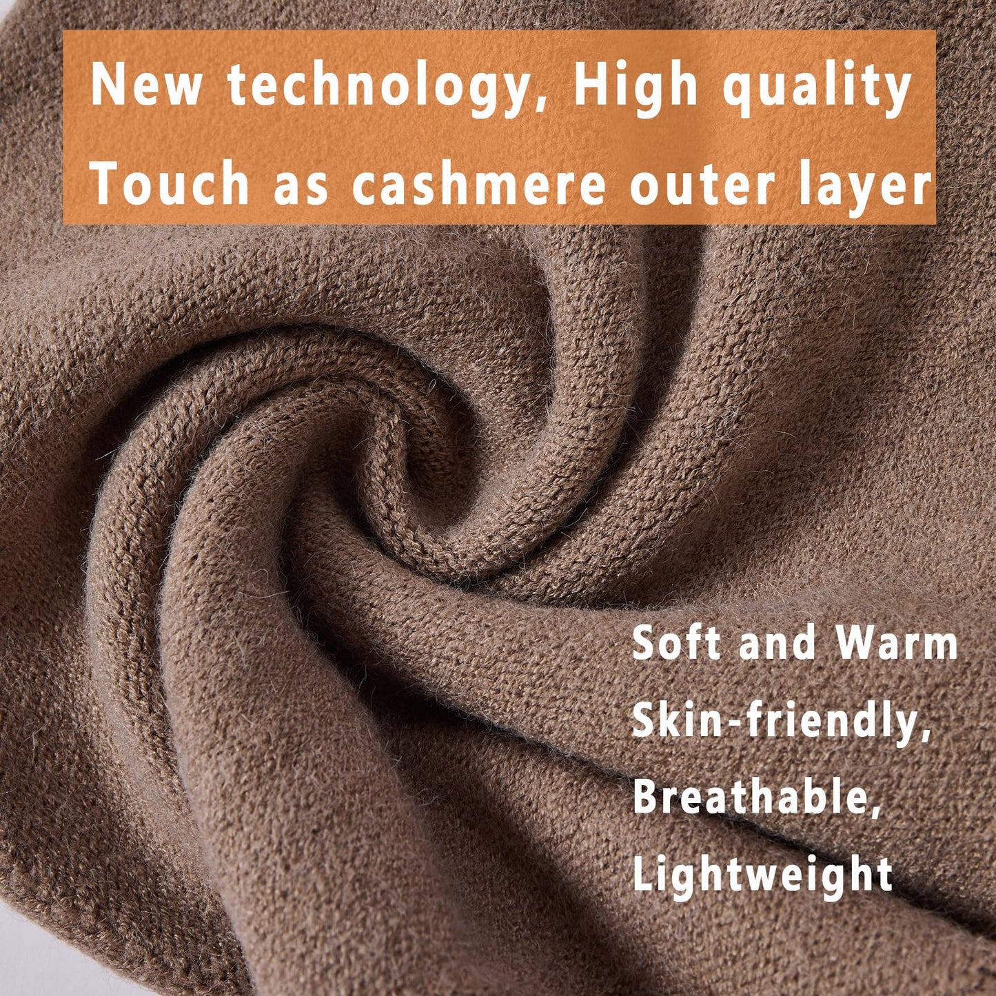 Facecozy Satin Lined Beanies Women Slouchy Beanie Knit Winter Hat for Women Men Silky Lining Lightweight Skull Beanies Cap (Brown)