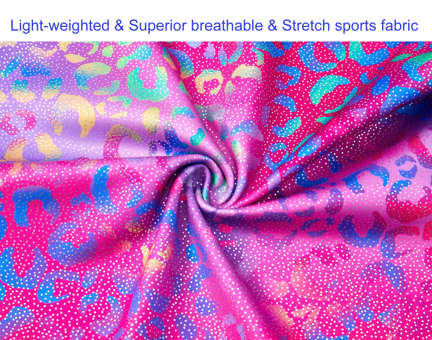 Domusgo Girls Gymnastics Leotards Size 6-7 Years Old Sparkle Pink Multicolor Cheetah Unitard for Kids Tumble Class