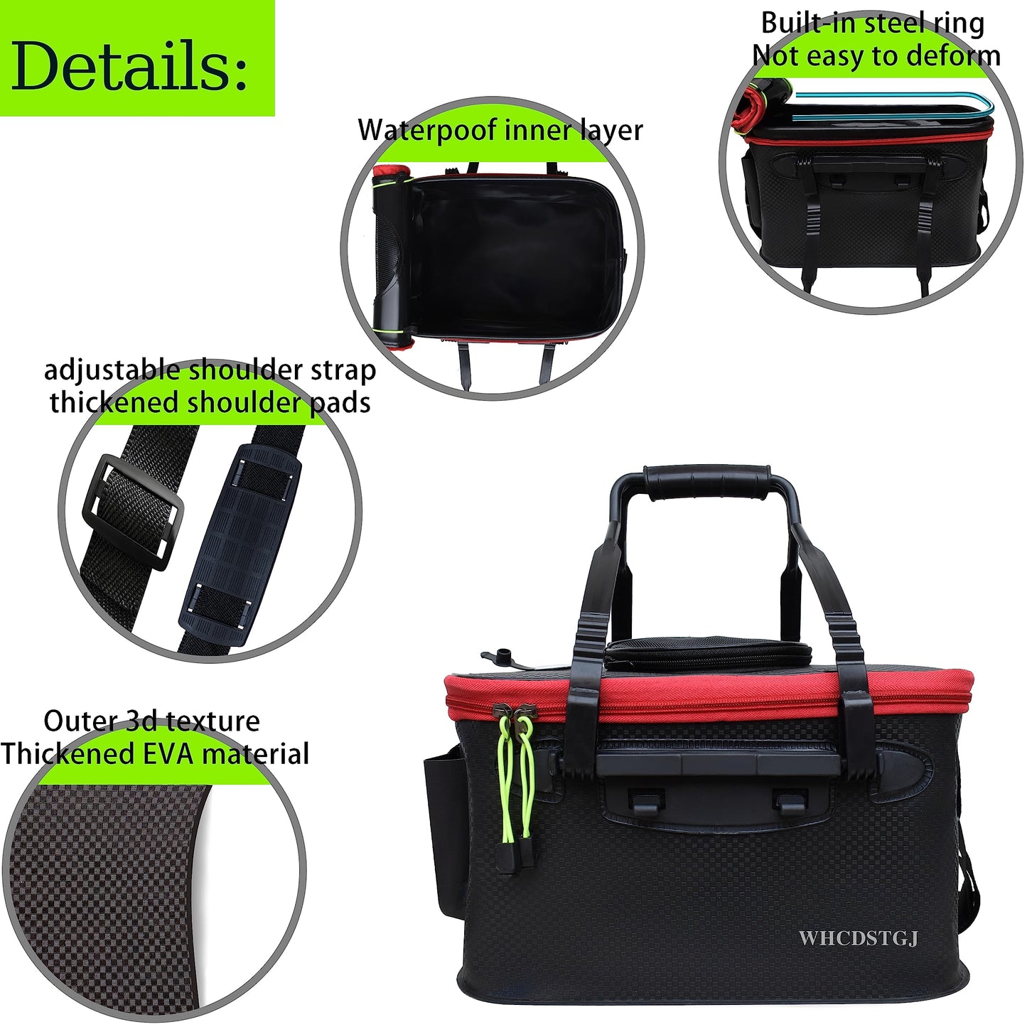 WHCDSTGJ Fishing Bucket, Multifunctional Foldable Portable Fishing Bucket, EVA Fish Bucket are Suitable for Storing Live Fish and Fresh Fish Bait. (size3gallon)