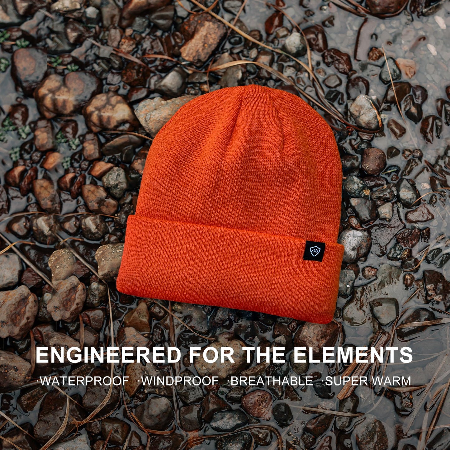 DexShell Waterproof Cuffed Beanie for Men and Women, Acrylic Outer for Winter Running Cold Weather Sports, Membrane Insulated Fleece Liner, Blaze Orange, One Size (56-58cm)