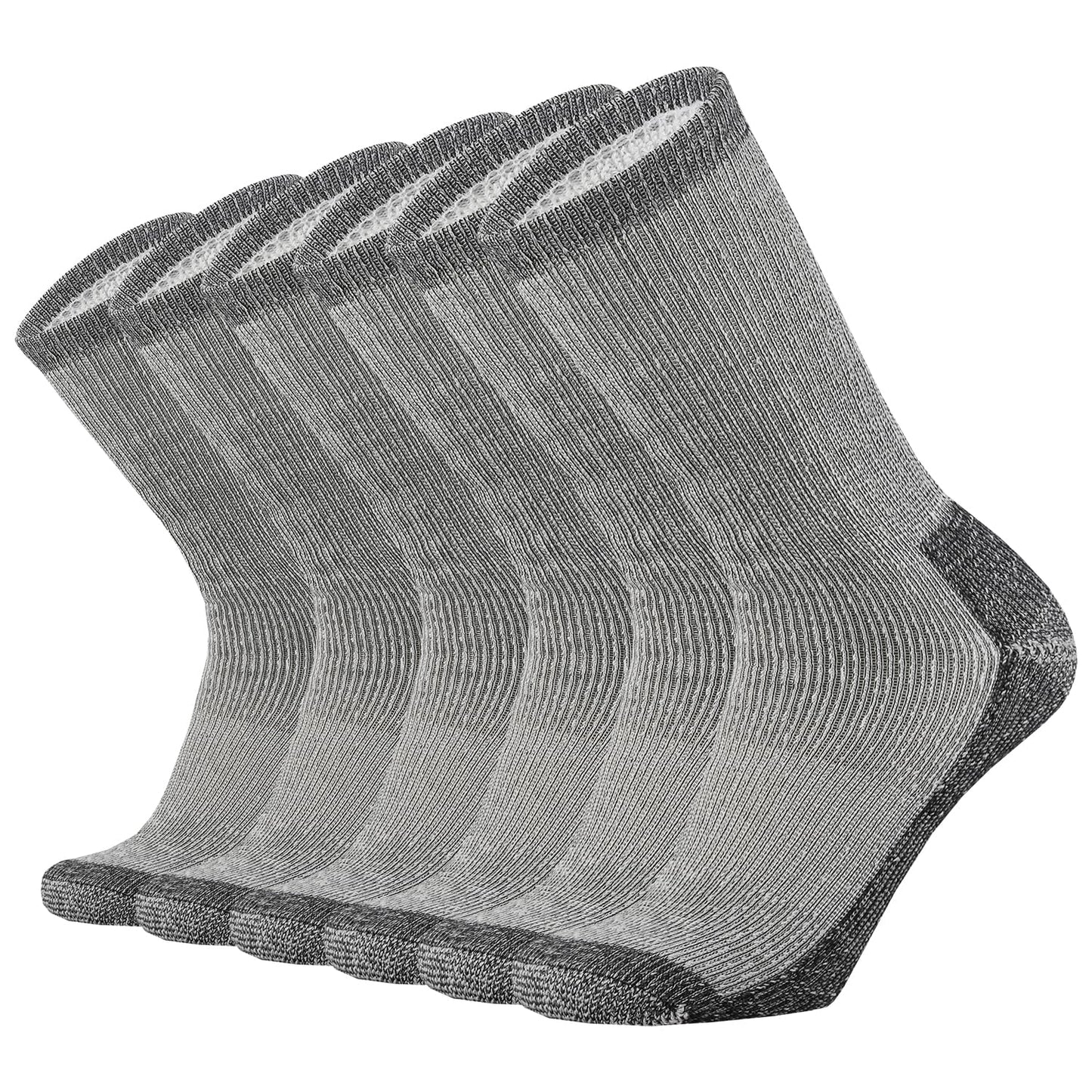 SOX TOWN Men's Merino Wool Cushion Crew Socks Moisture Wicking Control for Outdoor Hiking Work Boot Thermal Warm All Seasons(Black M)