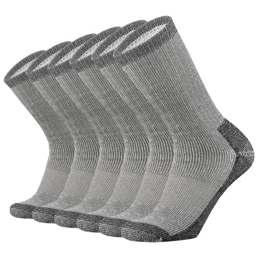SOX TOWN Men's Merino Wool Cushion Crew Socks Moisture Wicking Control for Outdoor Hiking Work Boot Thermal Warm All Seasons(Black M)