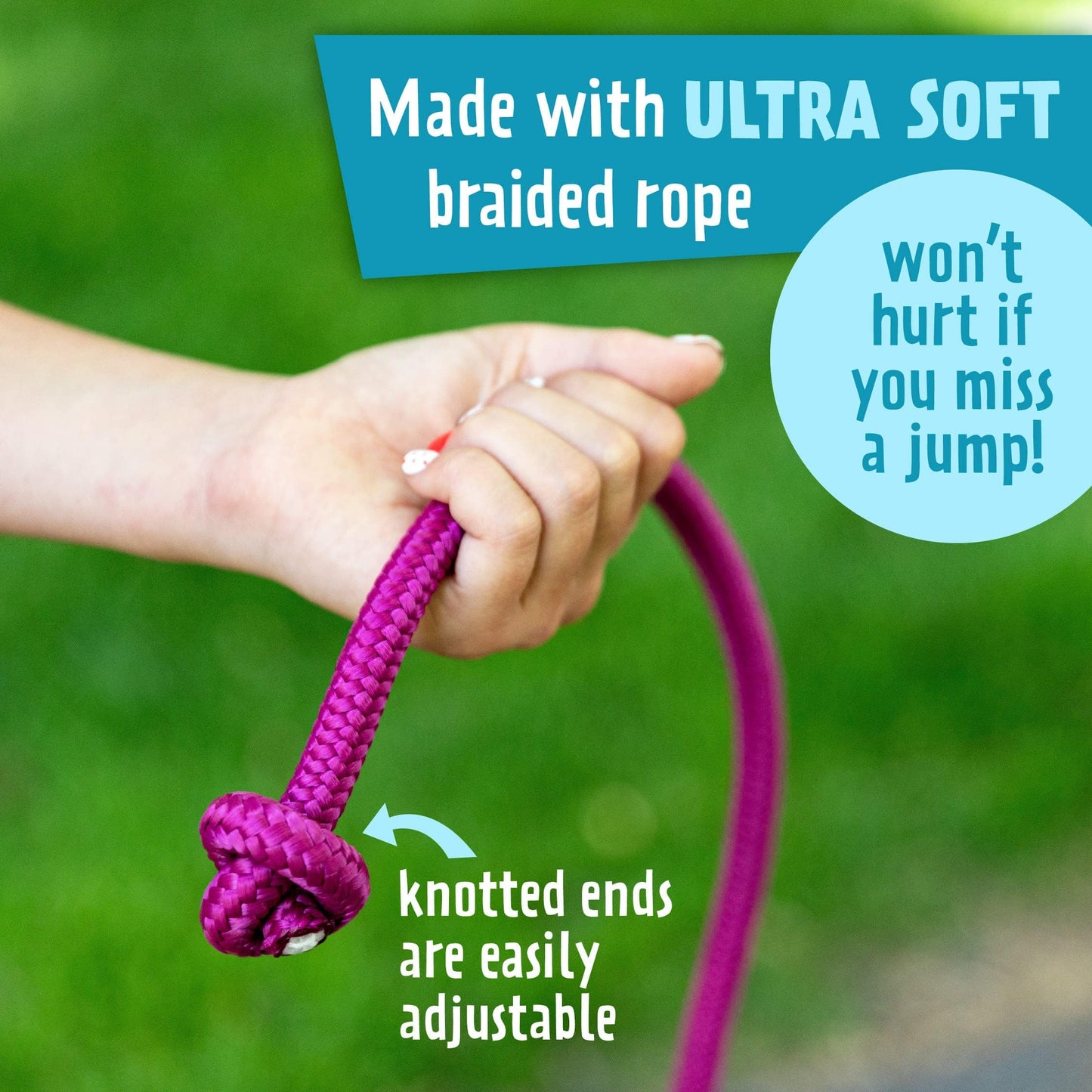 Just Jump It 16' Foot Single Jump Rope for Kids Women and Men - Active Outdoor Youth Fitness Excersing Equipment - Double Dutch Length Gym Accessories - Turquiose