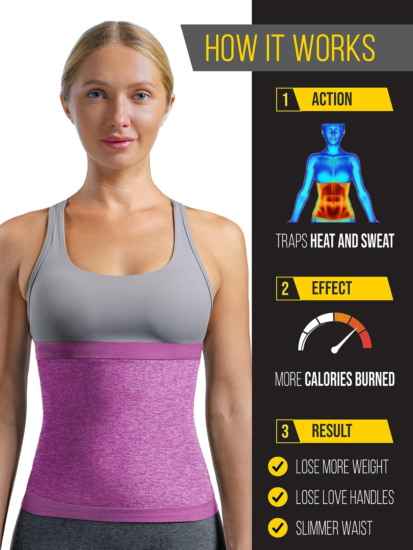 Sweat Spark Waist Trainers for Women Belly Fat (Pink, Small) - Sweat More, Shape Your Back & Abdomen, Wear During Workout