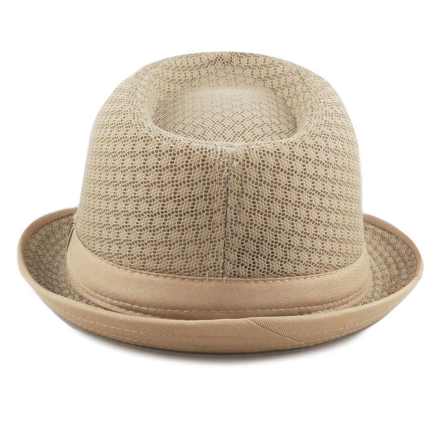 The Hat Depot Light Weight Classic Soft Cool Mesh Crushable Fedora hat (S/M, Khaki)