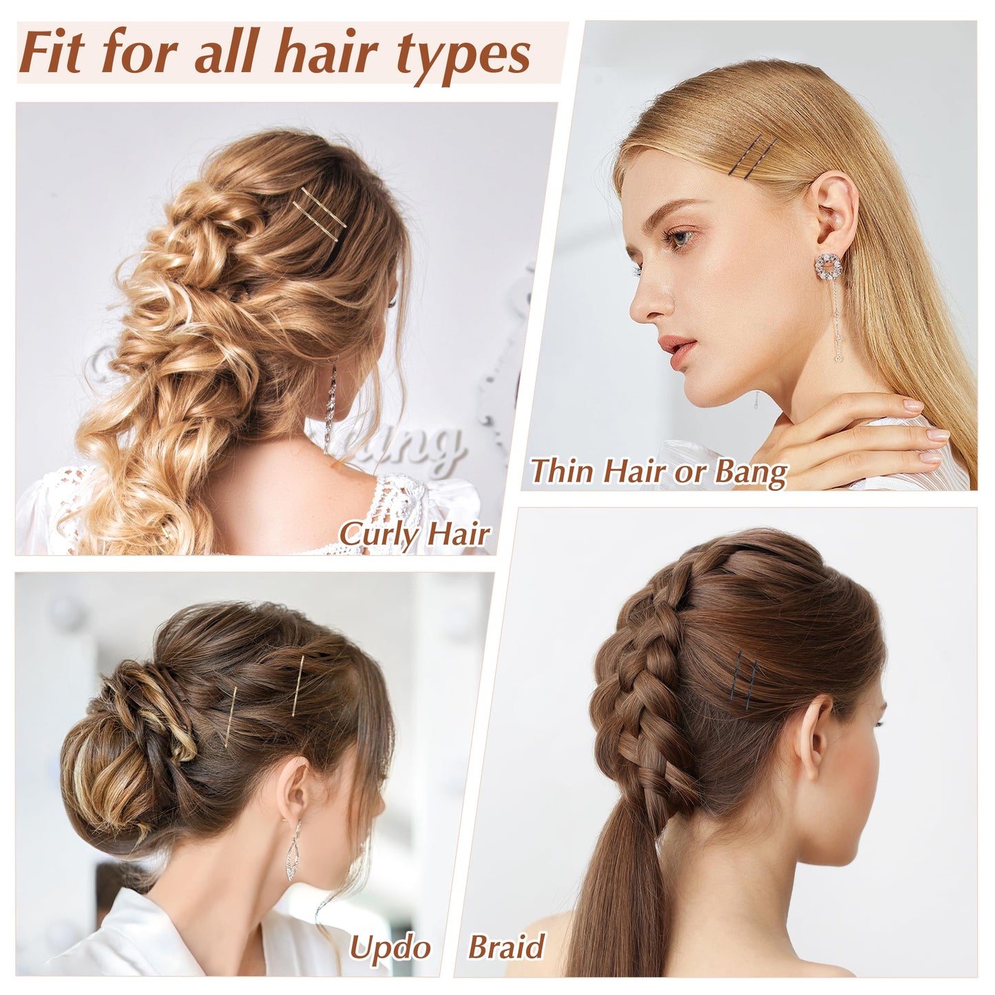 Bobby Pins 360 Pcs Brown Blonde Black Hair, 2 Inch Premium Secure Hold, Bulk with Storage Box, Women & Girls Styling