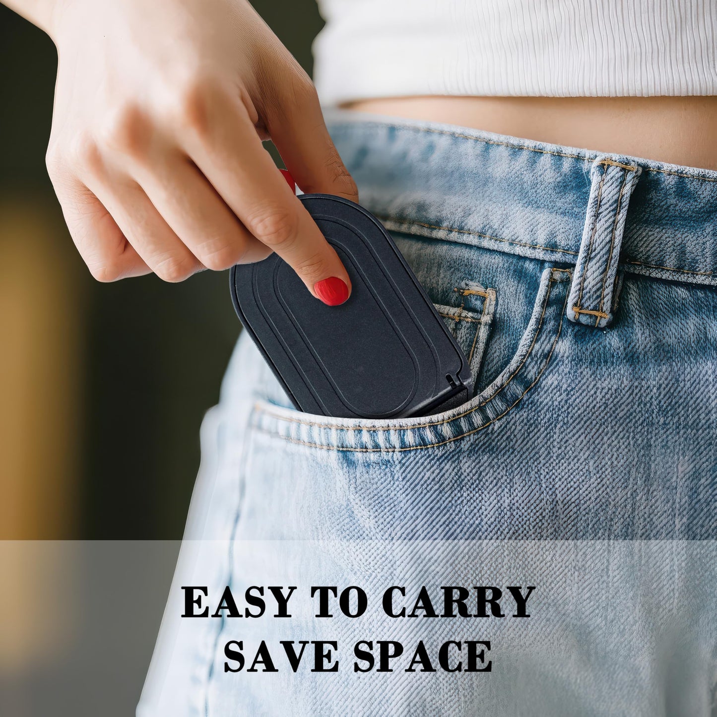 HZZADZXW Portable Cell Phone Stand Holder for Desk, Foldable Pocket-Sized Mount, Adjustable Multi Angle Stand for iPhone 16 15 14 13 Pro Max, 4-10” iPad Smartphone, Black