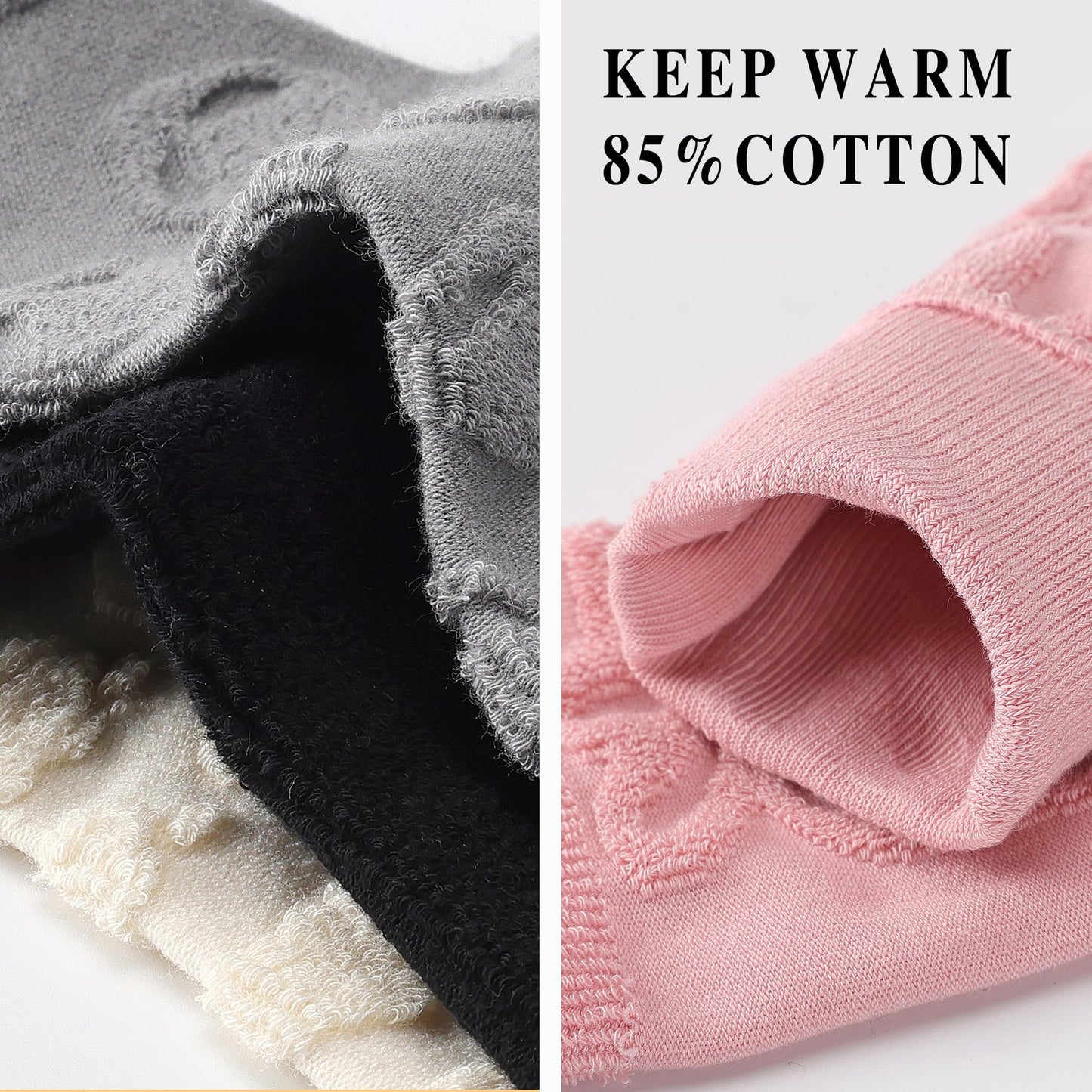 WARMVIN Winter Cozy Socks for Women Warm Thick Knit Boot Socks with Emboss Heart Pattern, Solid Pink 4 Pairs Pack Size 5-9