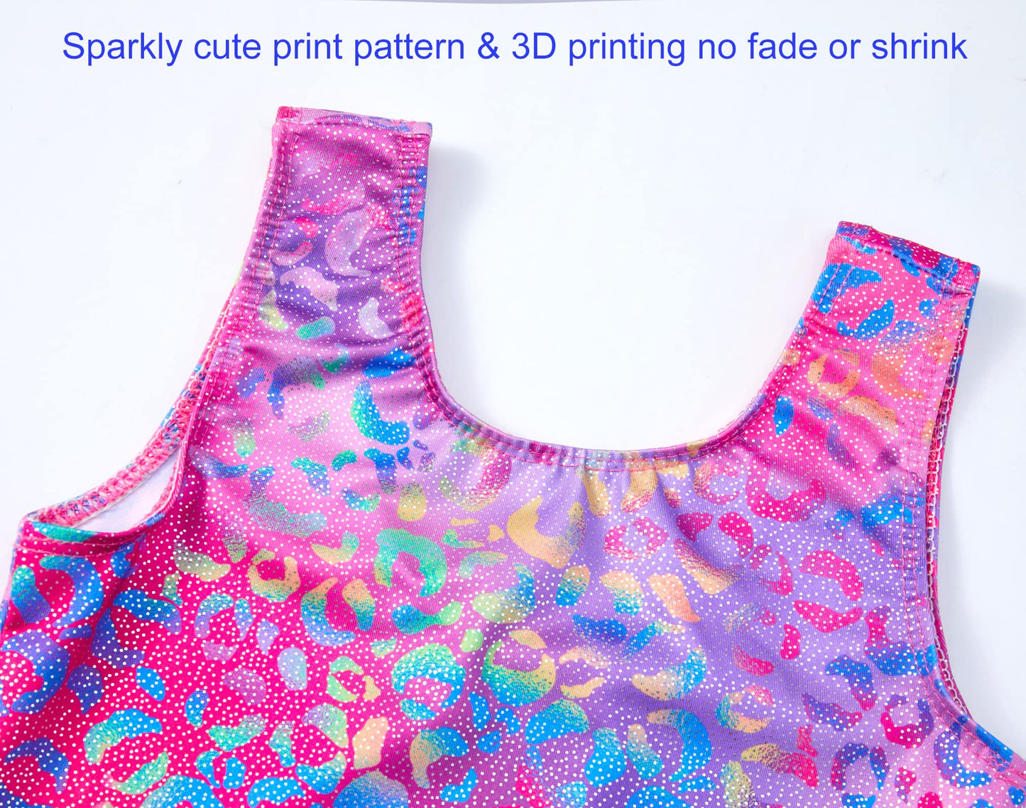 Domusgo Girls Gymnastics Leotards Size 6-7 Years Old Sparkle Pink Multicolor Cheetah Unitard for Kids Tumble Class
