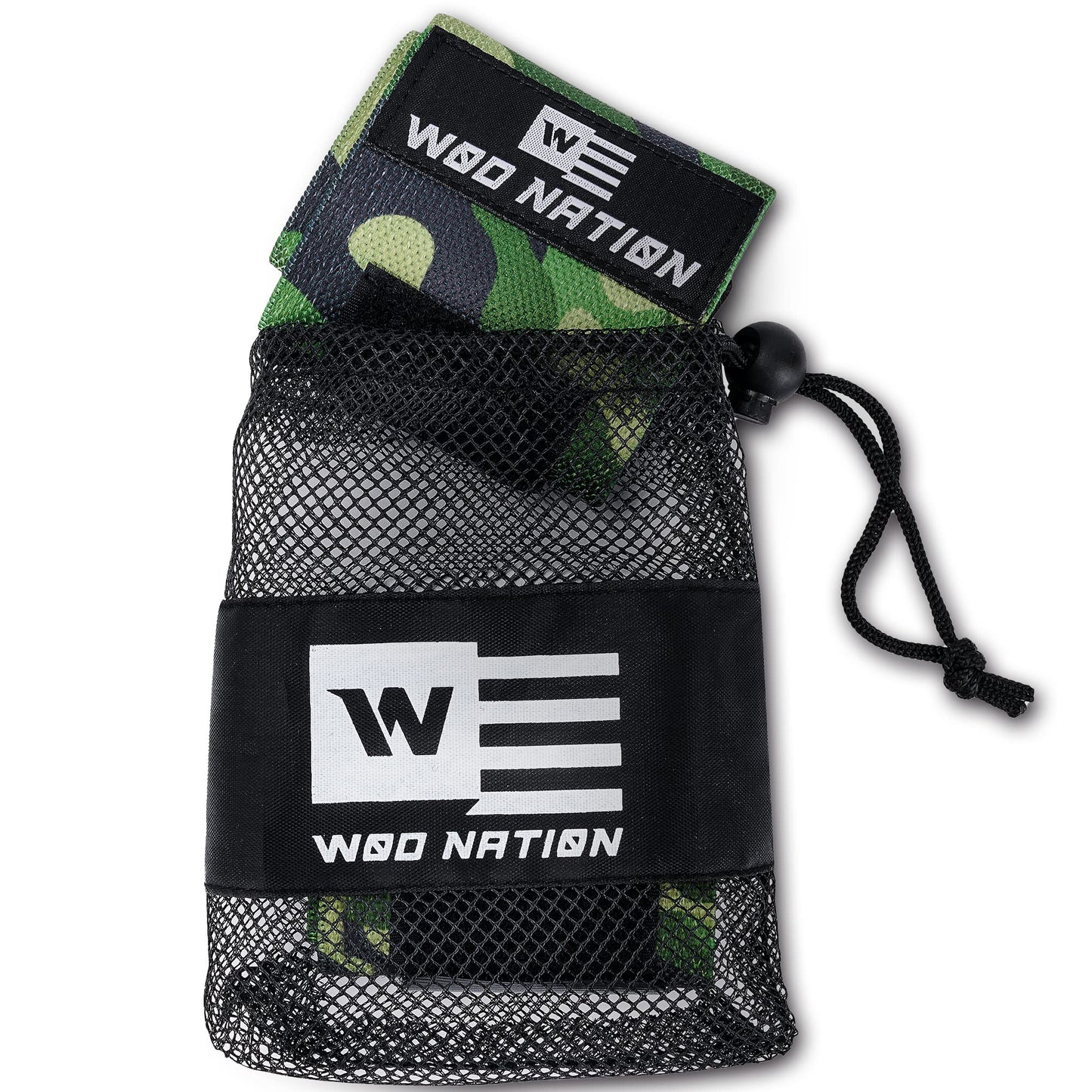 WOD Nation Wrist Wraps for Weightlifting, 12” Professional Gym Wrist Straps w/Thumb Loop for Men & Women, Wrist Support Wraps for Strength Training, Powerlifting & Bodybuilding (Green Camo)