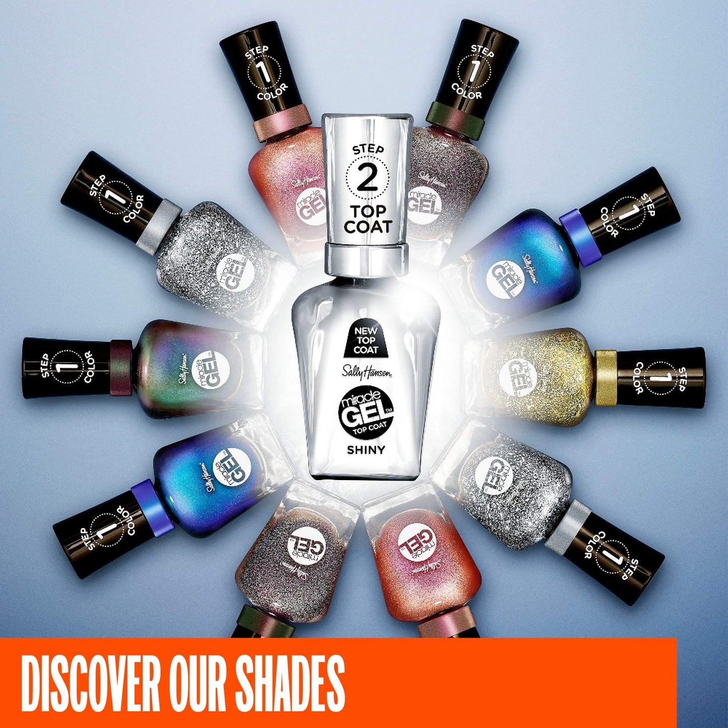 Sally Hansen Miracle Gel™, Shiny Top Coat, Long Lasting, Gel-Like Formula, No UV Lamp Needed, Clear Nail Polish