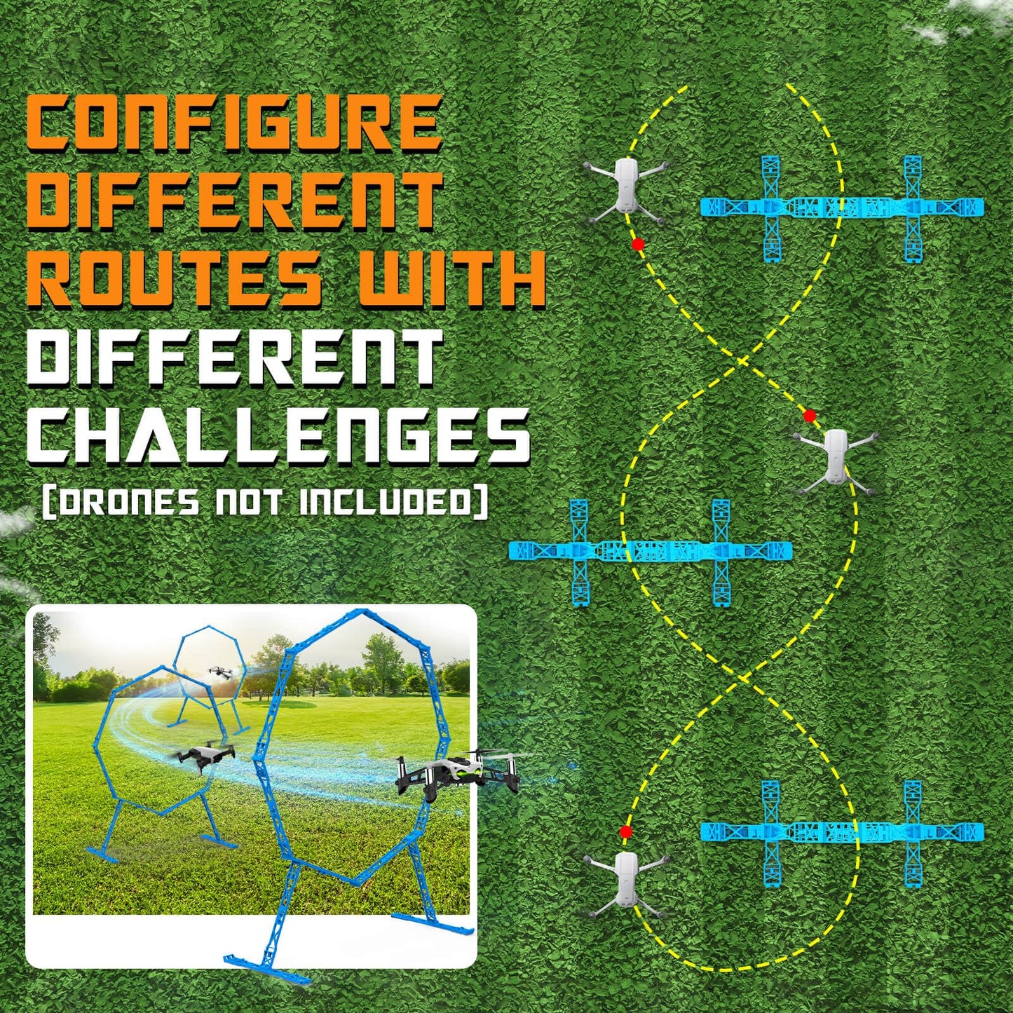 Beria Drone Obstacle Course, Includes 3 Pack Easy to Build Obstacle Hoop, FPV Racing Drone Loop Gate, Suitable Competition RC FPV Racing of Drones or Model Aircraft Games for Age 6-12 Kids or Adults