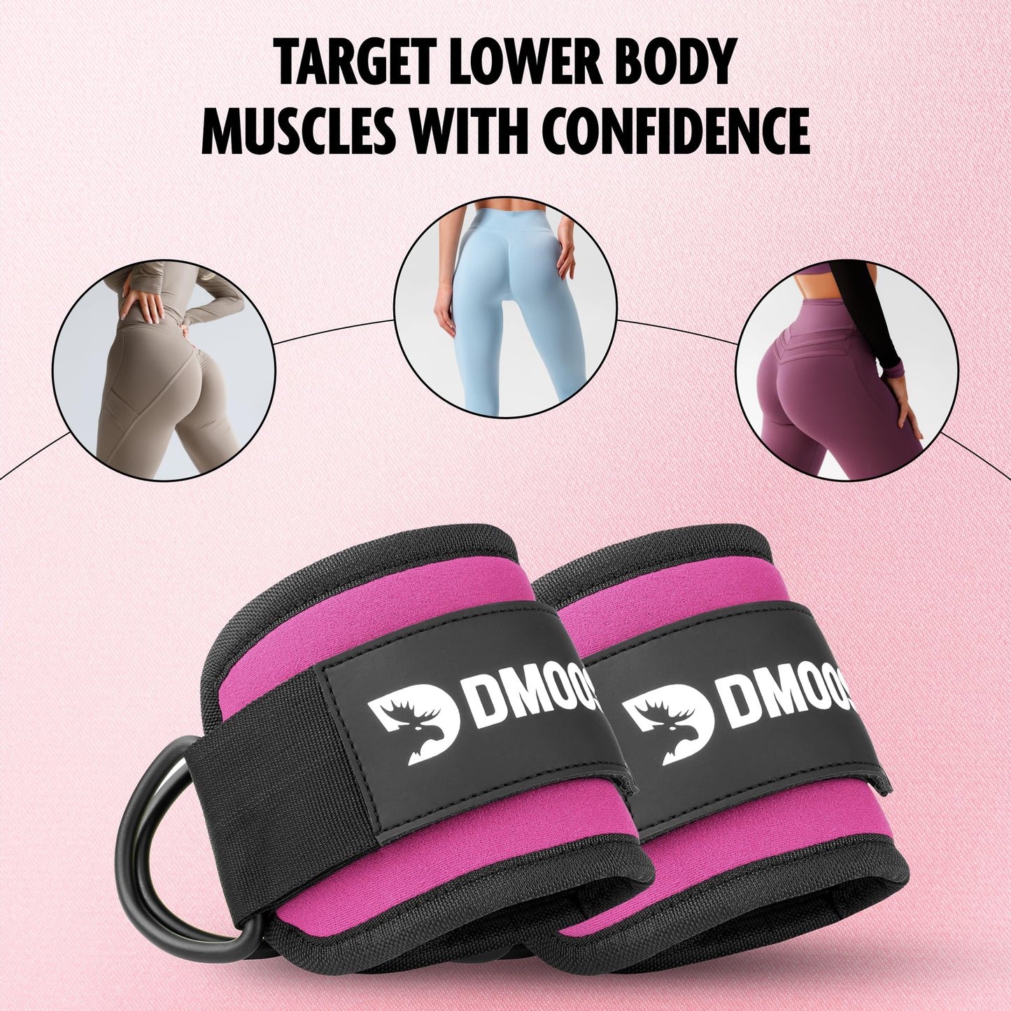 DMoose leg strap for cable machine - One Size Fit with Premium Padding, gym leg straps, glute straps for working out, Booty Workouts, Leg Extension, Hip Abductors