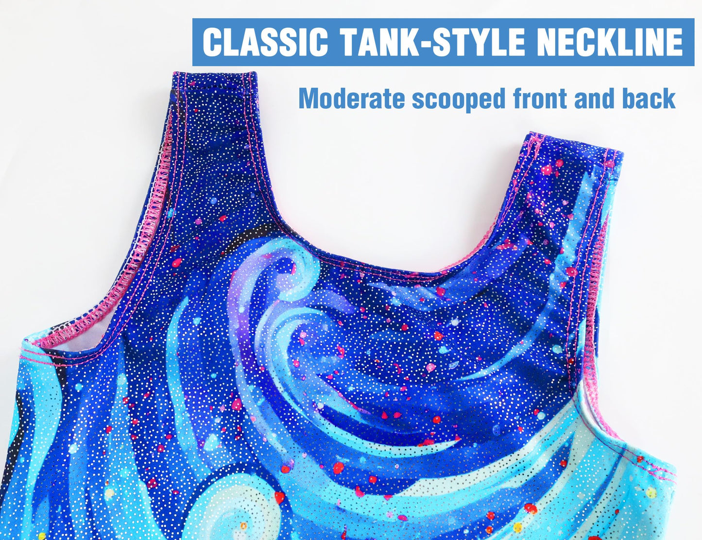 Girls Gymnastics Leotards with Shorts Size 7-8 Years Old Sparkle Colorful Wave Print Tumbling Biketards Unitard