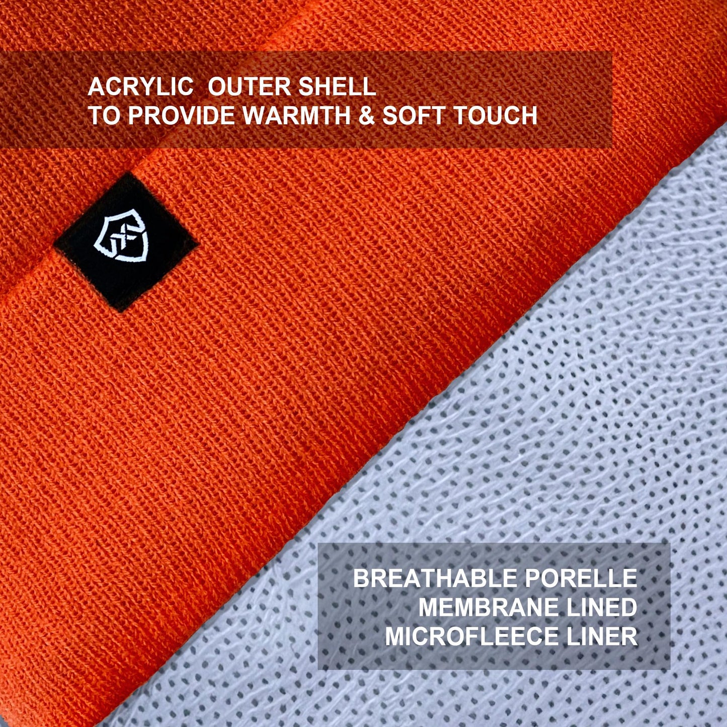 DexShell Waterproof Cuffed Beanie for Men and Women, Acrylic Outer for Winter Running Cold Weather Sports, Membrane Insulated Fleece Liner, Blaze Orange, One Size (56-58cm)