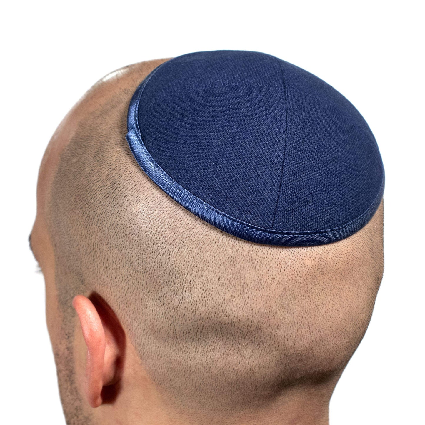 Elegant Linen Navy Blue Kippah Yarmulke Jewish Yamaka Kippa Israel Cap Judaica w/clip