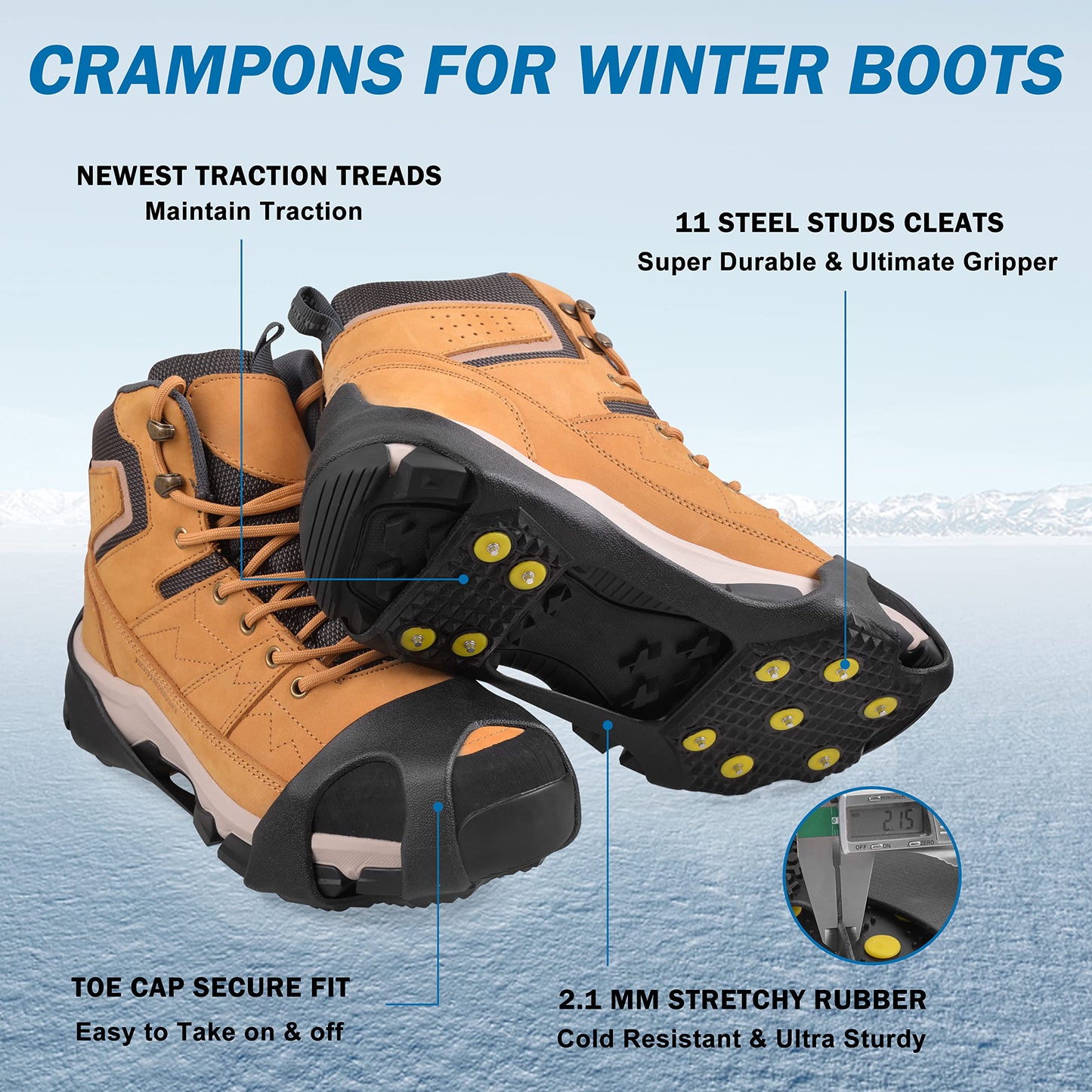Ice Snow Cleats for Shoes and Boots Walk Traction Cleats Ice Crampon Non-Slip Overshoe for Men Women Winter Walking on Snow and Ice (11Studs, XL)