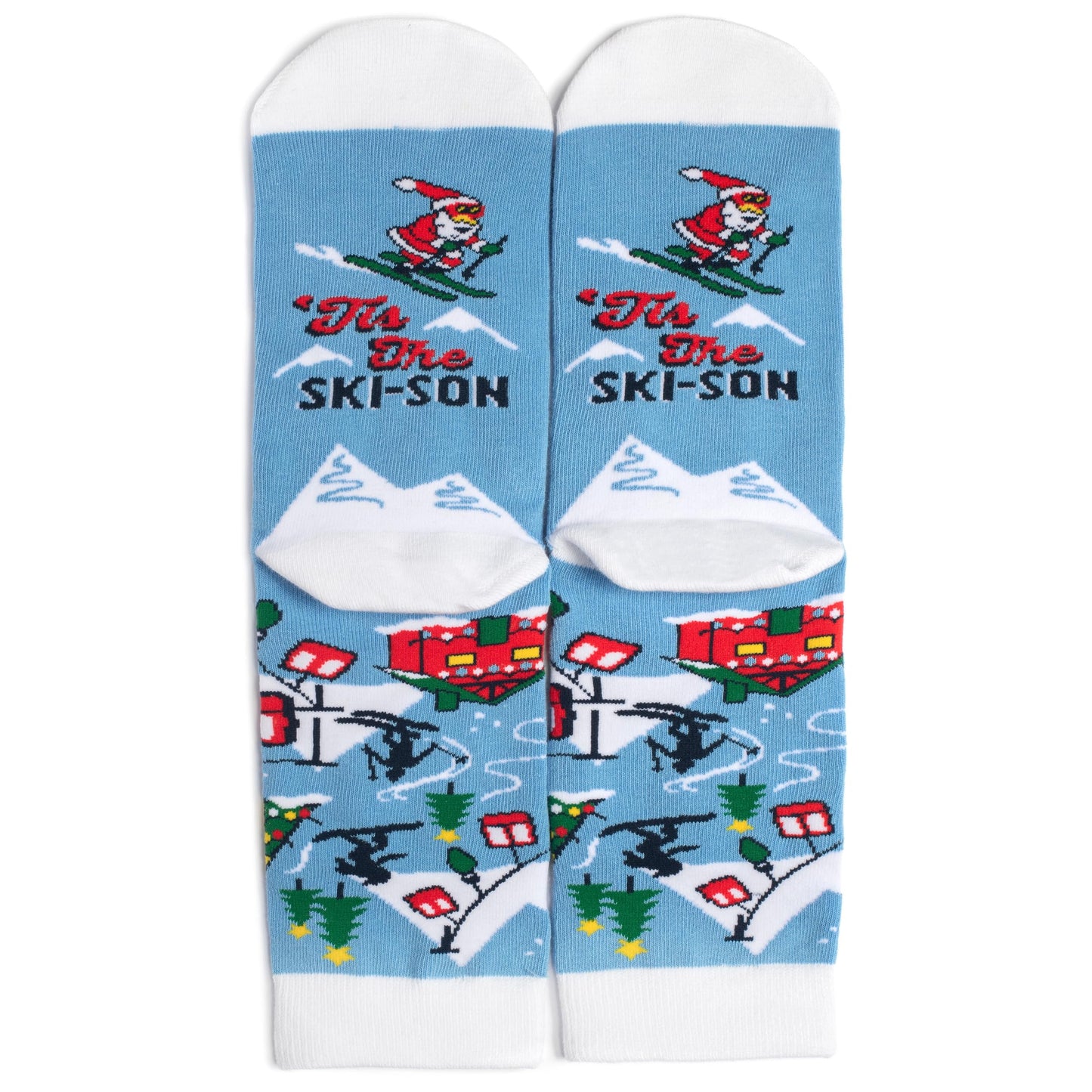 Lavley Tis The Ski-son Funny Christmas Socks with Santa - Skiing Stocking Stuffer Ski Gift For Skiers, Snowboarders - Unisex for Men & Women, One Size