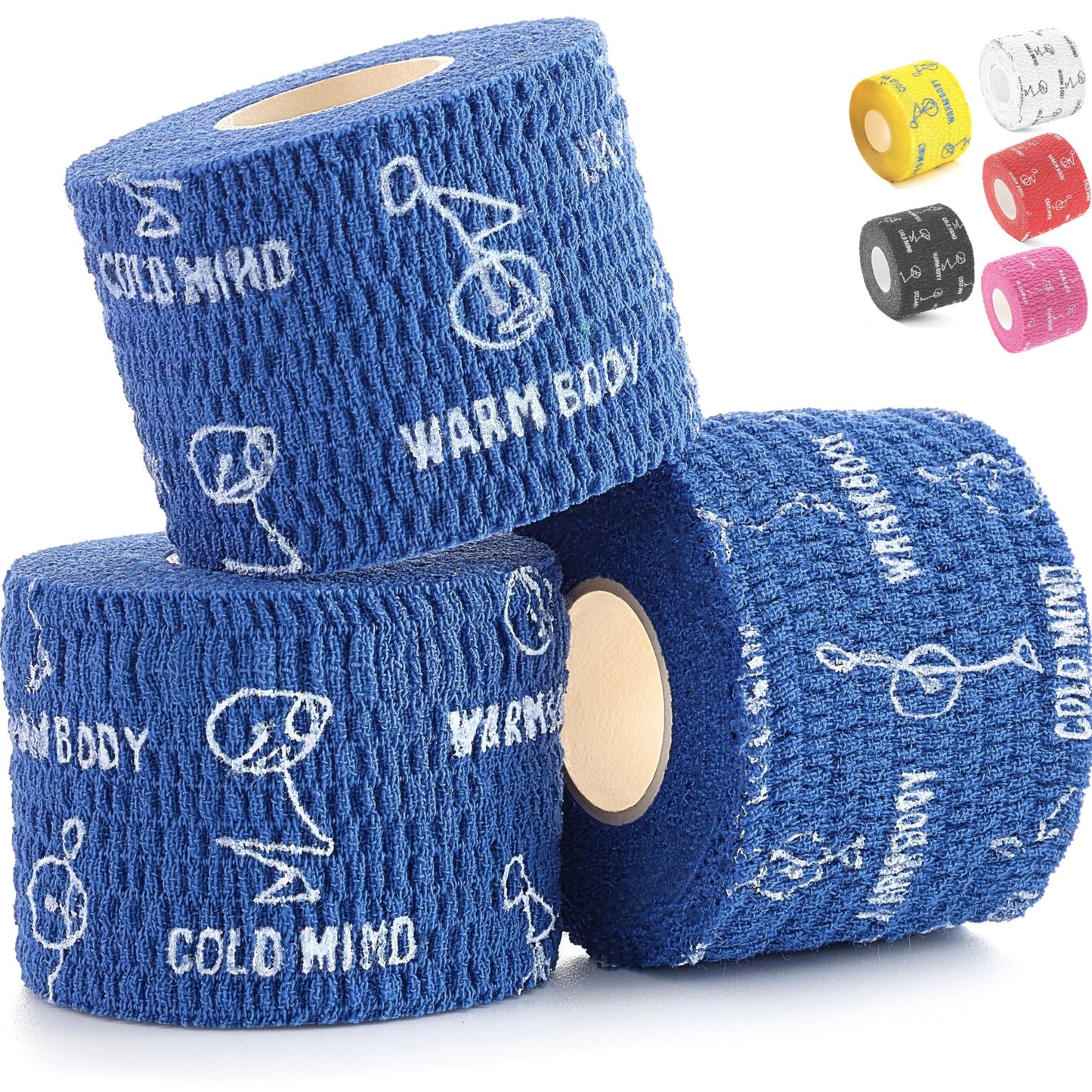 WARM BODY COLD MIND 2" Premium Lifting Thumb Tape for Weightlifting - Hook Grip for Powerlifting, Strength/Cross Training, Deadlift, Weight Lifting, Athletic Finger Wrap (Blue 3 Rolls)
