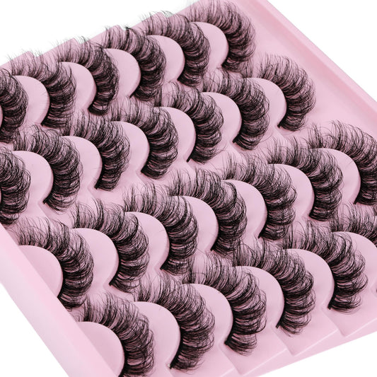 TNFVLONEINS False Eyelashes Wispy Mink Lashes Natural Look D Curl Fluffy Fake Eyelashes 16mm Natural Lashes That Look Like Extensions Lashes Pack