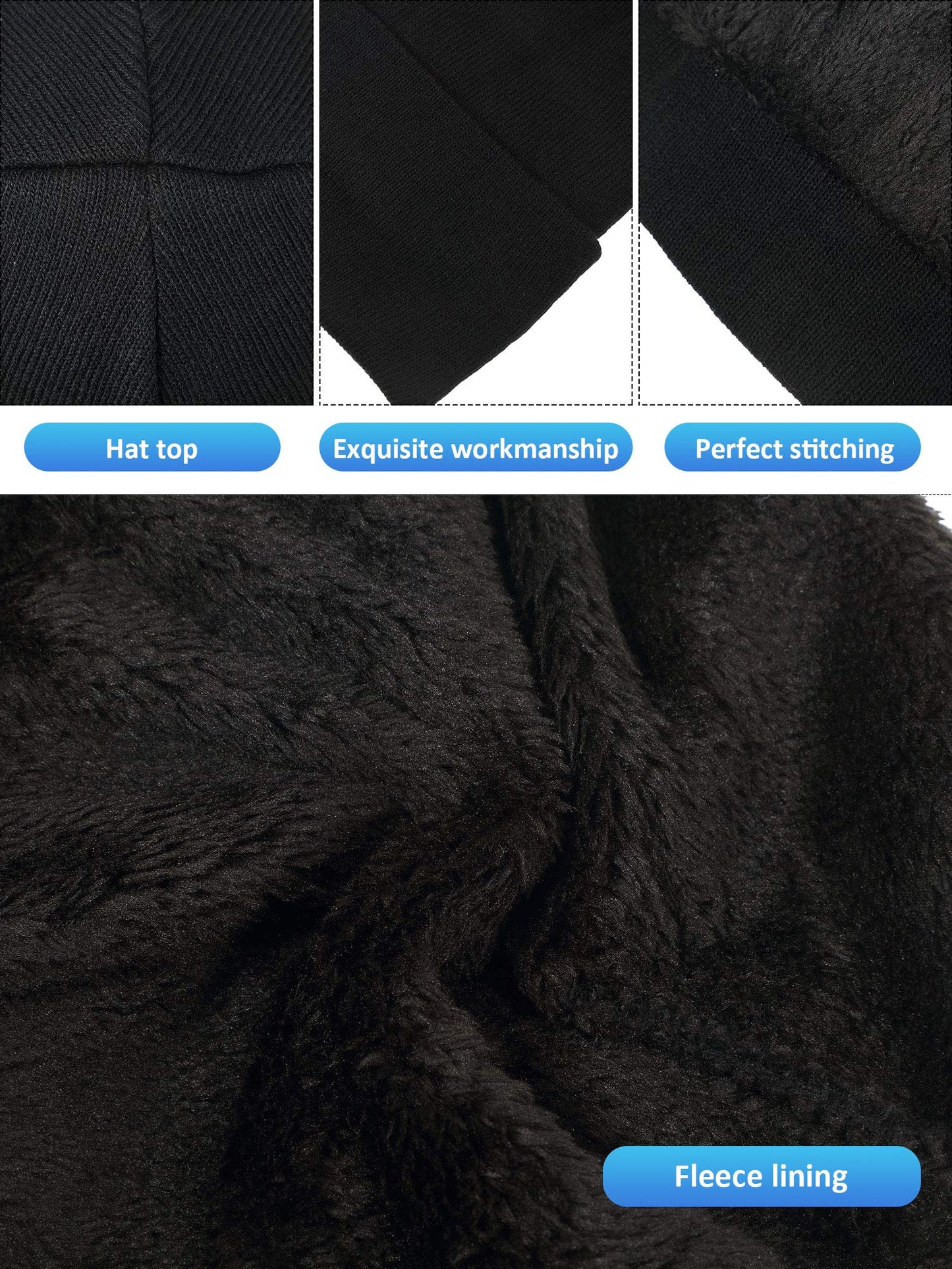 SATINIOR 4 Pack Winter Warm Knitted Set Unisex Beanie Hat Circle Loop Scarf Touchscreen Gloves and Earmuffs (Black), Medium