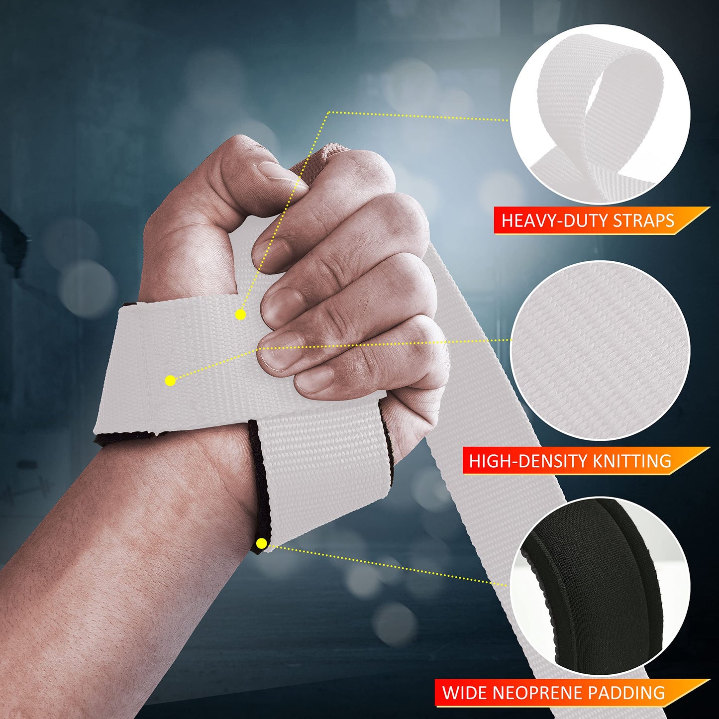 ihuan Lifting Straps for Weightlifting - Wrist Straps for Weightlifting | Gym Wrist Wraps with Extra Hand Grips Support for Strength Training | Bodybuilding | Deadlifting