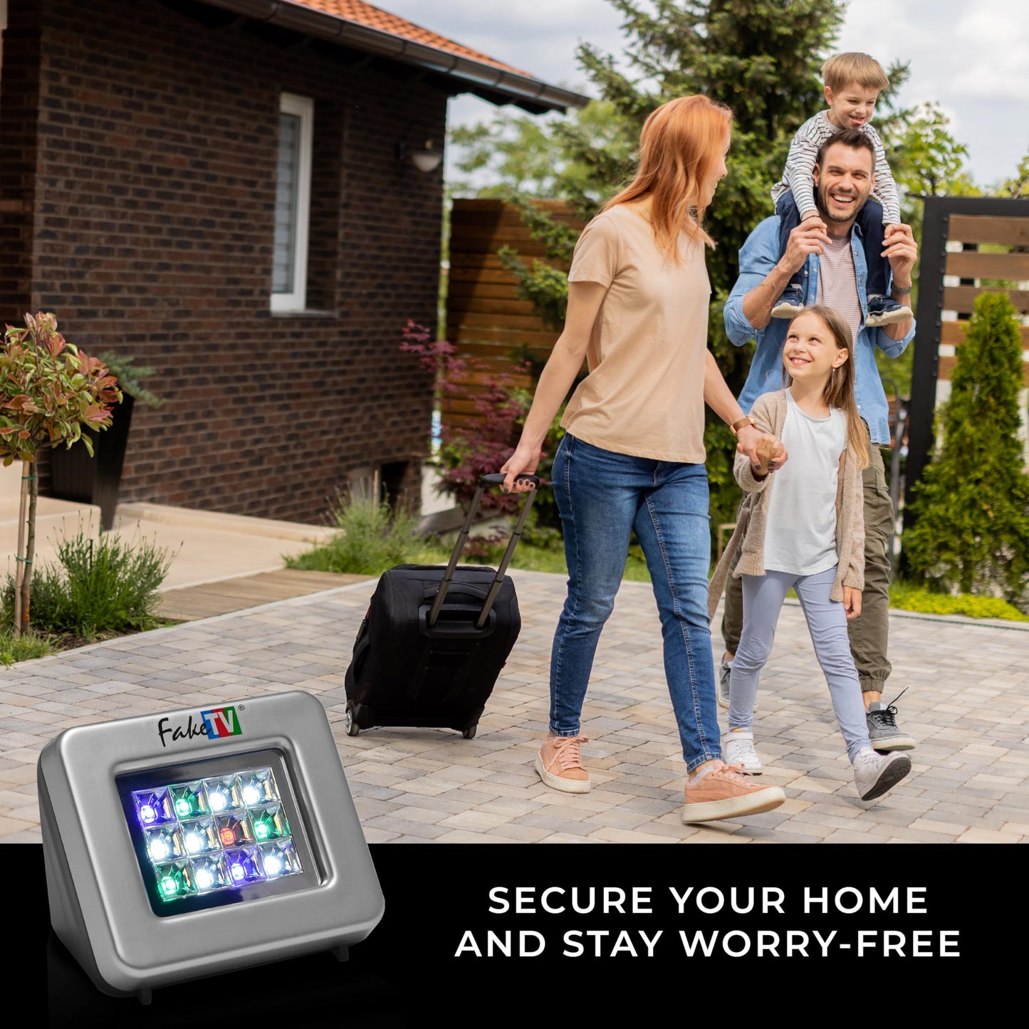 FakeTV - FTV-11 - Advanced Burglar Deterrent Device – Widescreen Realistic Television Simulator with Reflective Lens - Dummy Home Security Device with Lights – Protect Your House & Valuables