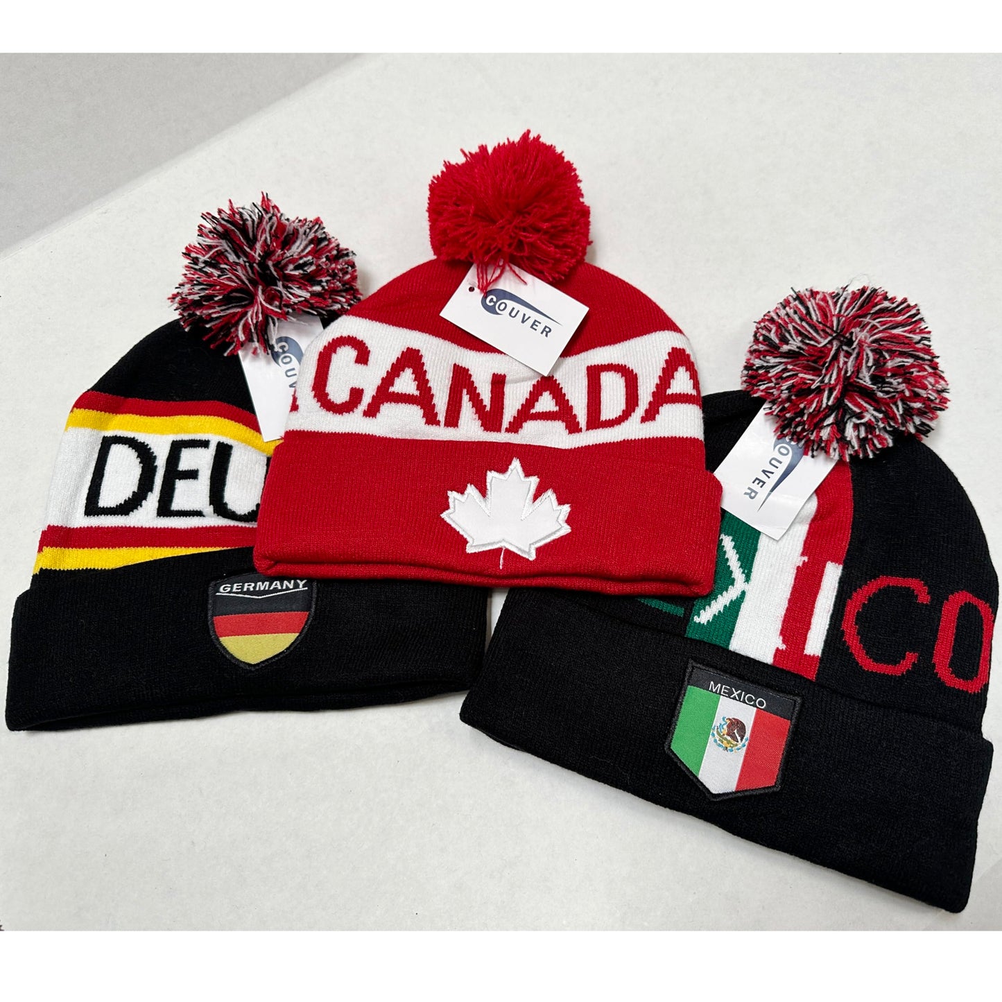 COUVER Soccer Team Country Beanie Pom Pom Beanie, Cuff 12 inch - Argentina Light Blue