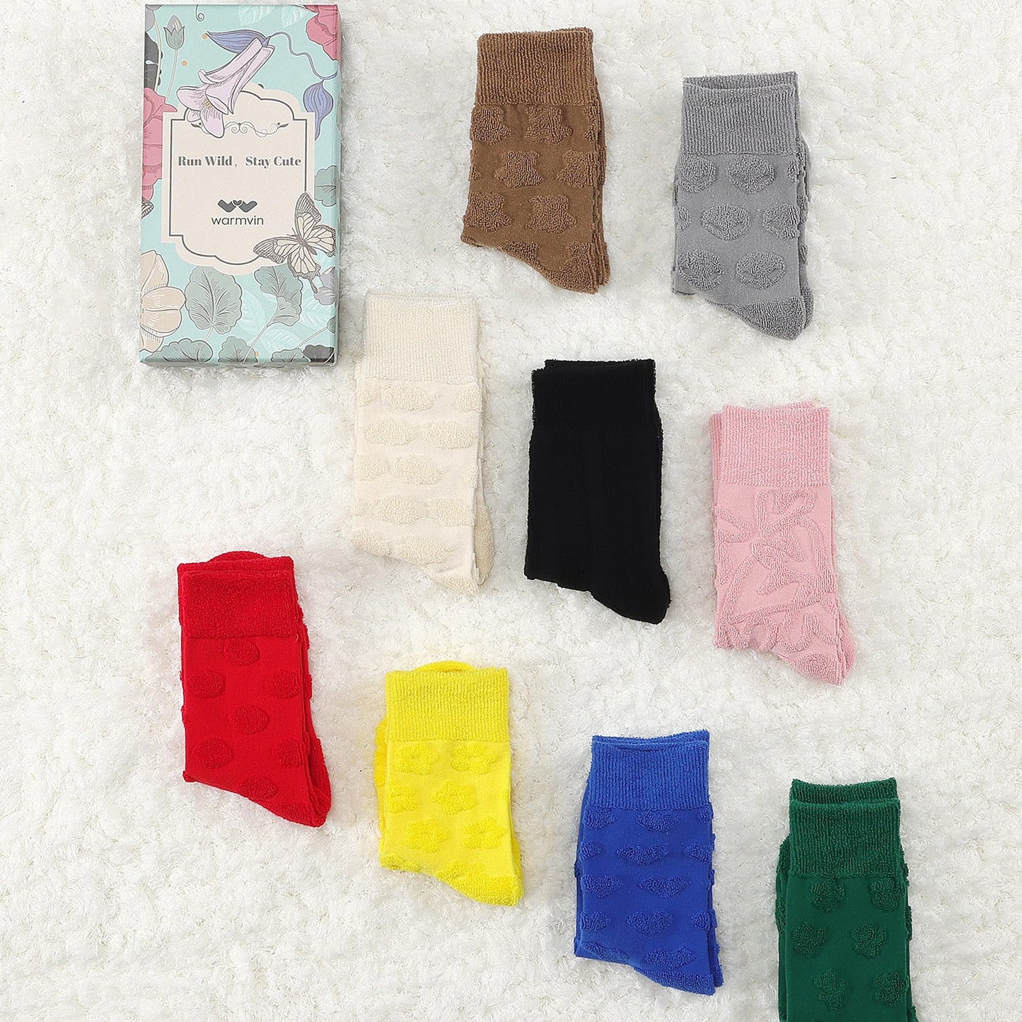 WARMVIN Winter Cozy Socks for Women Warm Thick Knit Boot Socks with Emboss Heart Pattern, Solid Pink 4 Pairs Pack Size 5-9