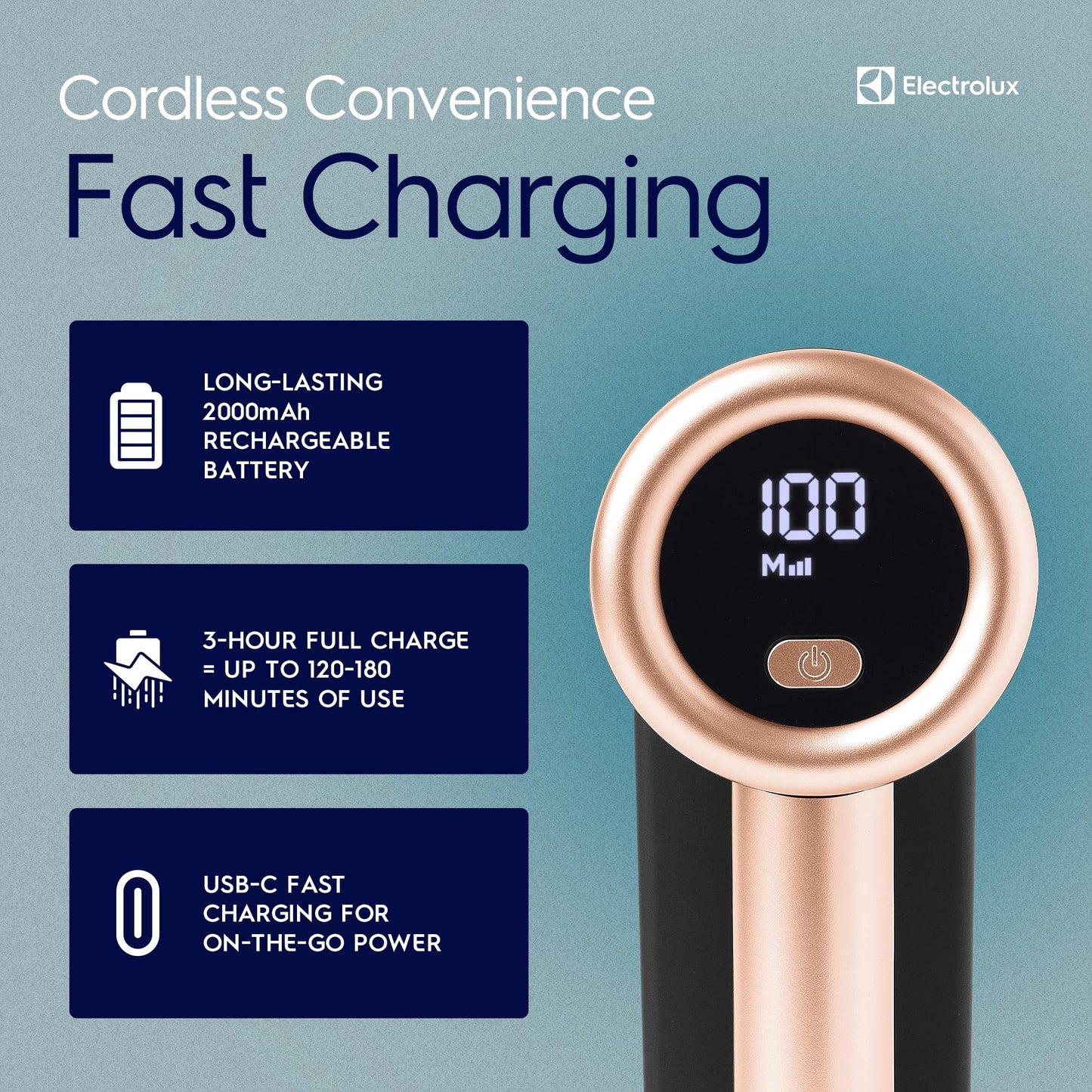 Electrolux Rechargeable Fabric Shaver | 3-Speed Lint Remover for Clothes & Furniture | Eliminates Fuzz & Pilling | Electric Lint Shaver with LED Display & Type-C Fast Charging Port - Black
