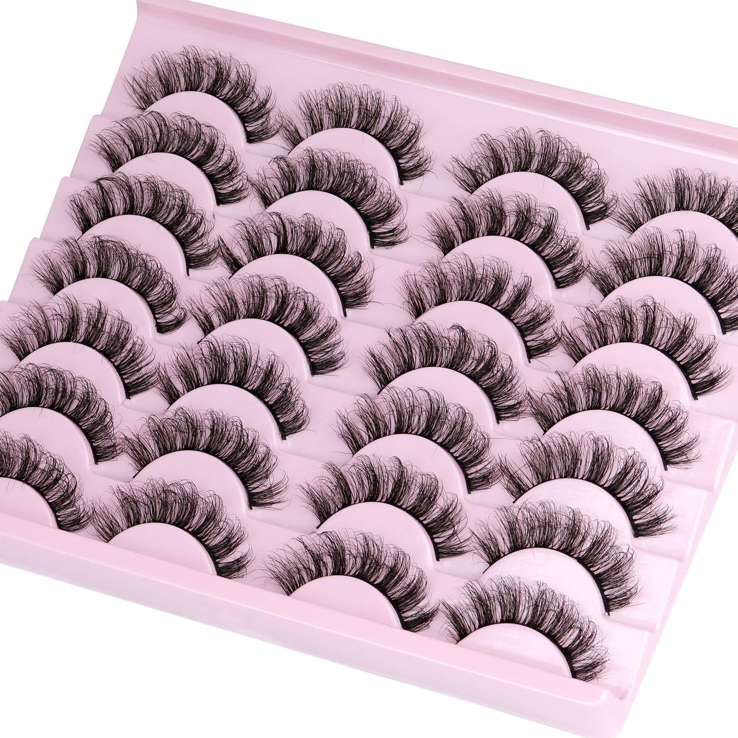 TNFVLONEINS False Eyelashes Wispy Mink Lashes Natural Look D Curl Fluffy Fake Eyelashes 16mm Natural Lashes That Look Like Extensions Lashes Pack