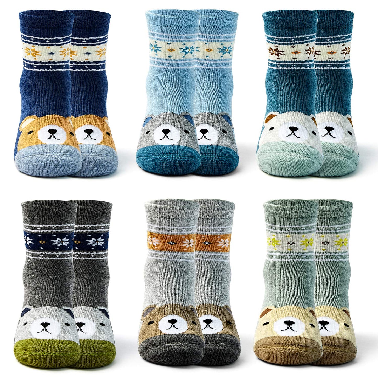 Mardonskey Big Kids Winter Socks Boys Warm Socks Thick Cotton Thermal Crew Socks for Boys 6 Pairs Size 1-3/10-12 Years