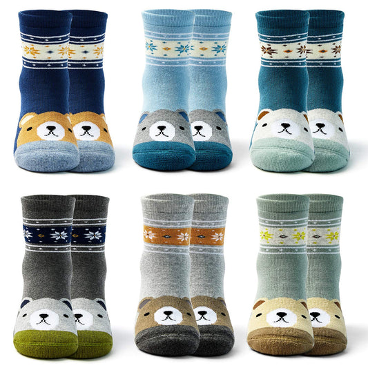 Mardonskey Big Kids Winter Socks Boys Warm Socks Thick Cotton Thermal Crew Socks for Boys 6 Pairs Size 1-3/10-12 Years