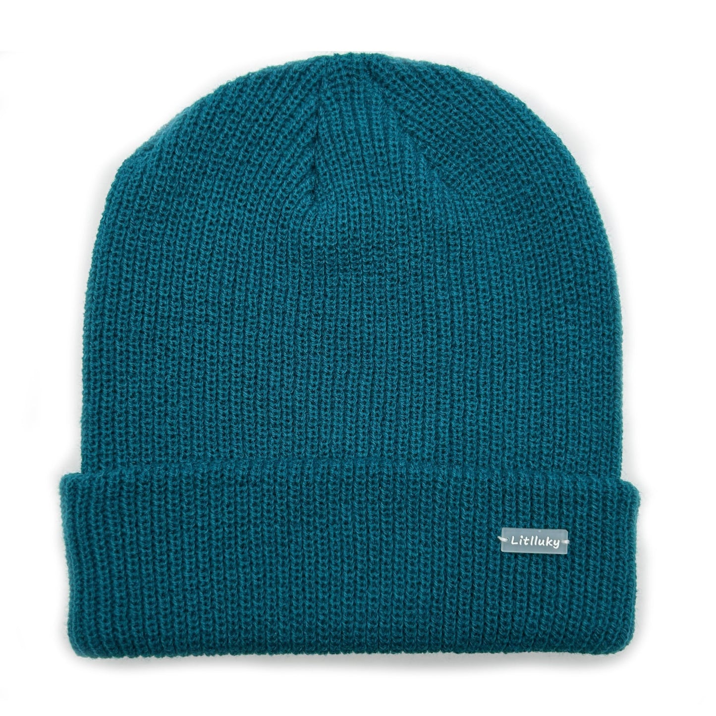 Litlluky Ribbed Knit Winter Beanie Cap, Winter Beanie Cap for Men Women, Winter Warm Hat Women, Peacock Green