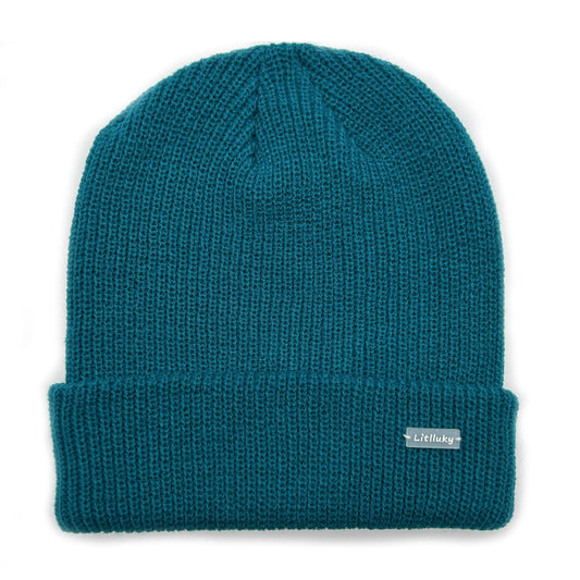 Litlluky Ribbed Knit Winter Beanie Cap, Winter Beanie Cap for Men Women, Winter Warm Hat Women, Peacock Green