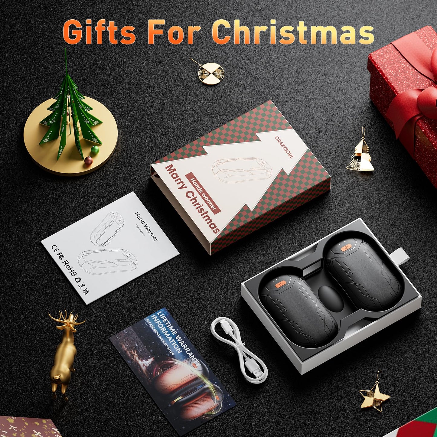 Rechargeable Hand Warmers - 2 Pack 4000mAh Electric Hand Heater, with AI Smart Chip 15 Hours Long Lasting, Heat Portable Pocket Heater, for Women, Men, 2024 Top