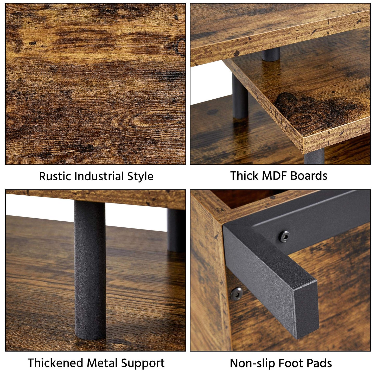 Yaheetech Industrial TV Stand for TVs up to 50 inch, Media Console Table with Storage Shelves for Living Room, Home Entertainment Center for Small Space, 42 x 16 x 16 inches, Rustic Brown