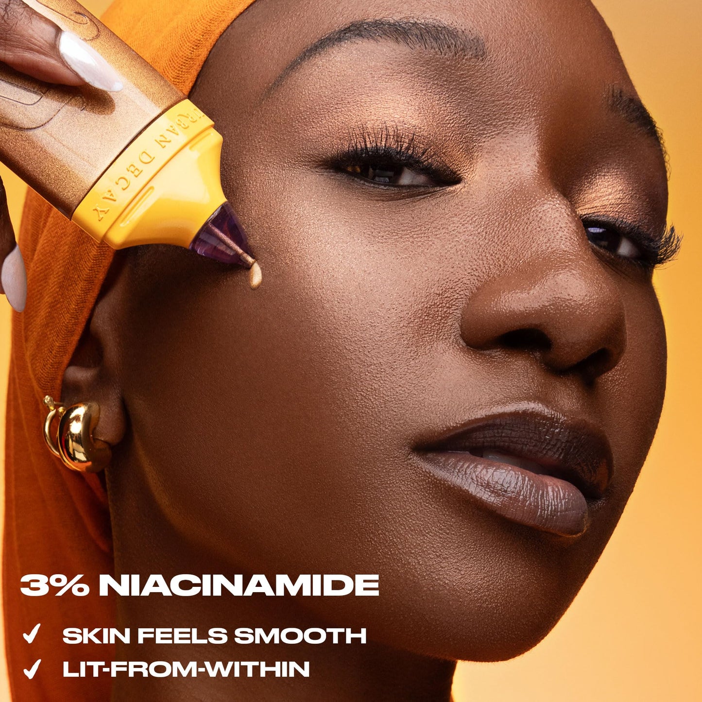 Urban Decay Face Bond Waterproof Luminizer (Half Baked - Warm Bronze Gold), All-Over Liquid Highlighter + Bronzer, with 3% Niacinamide, Smudge-Resistant, Transfer-Resistant - 1 fl oz