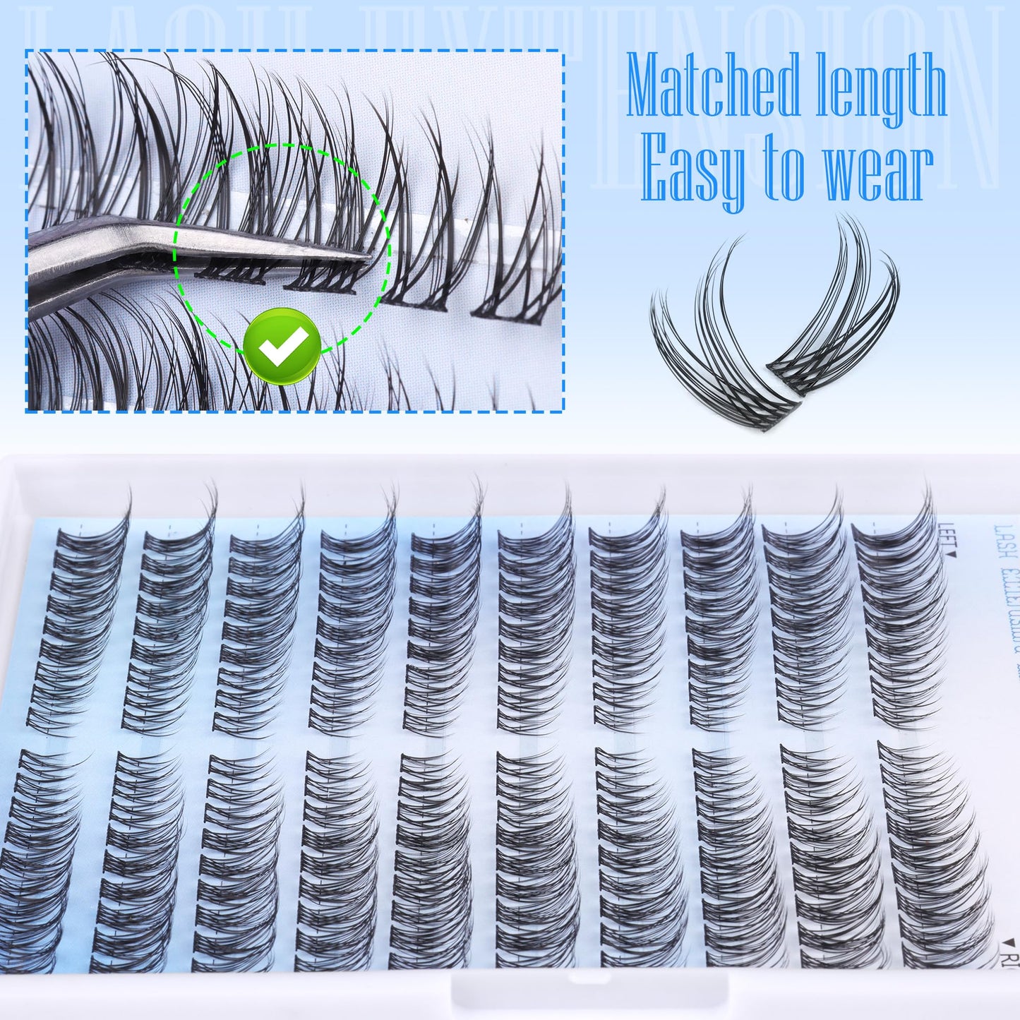 Natural Lash Clusters Wispy Cluster Eyelash Extensions Left&Right Cluster Lashes C Curl Individual Lashes Extension DIY Natural Eye Lash Clusters by TNFVLONEINS