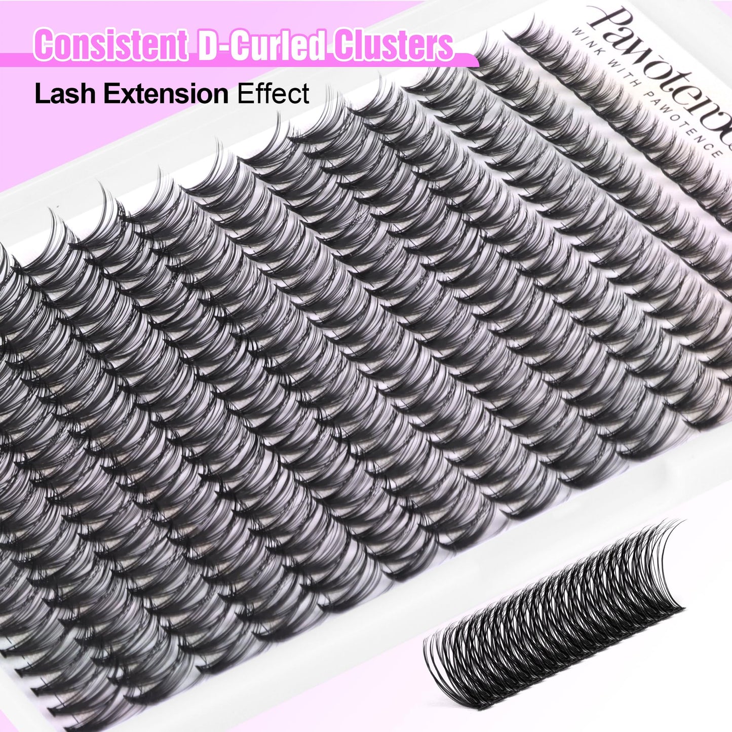 Pawotence Lash Clusters Natural 30D Cluster Eyelash Extensions 8-15mm Individual Lashes Cluster Wispy 280pcs Eyelash Clusters Lash Extension for Self Application (30D, 0.07D, 8-15mm)
